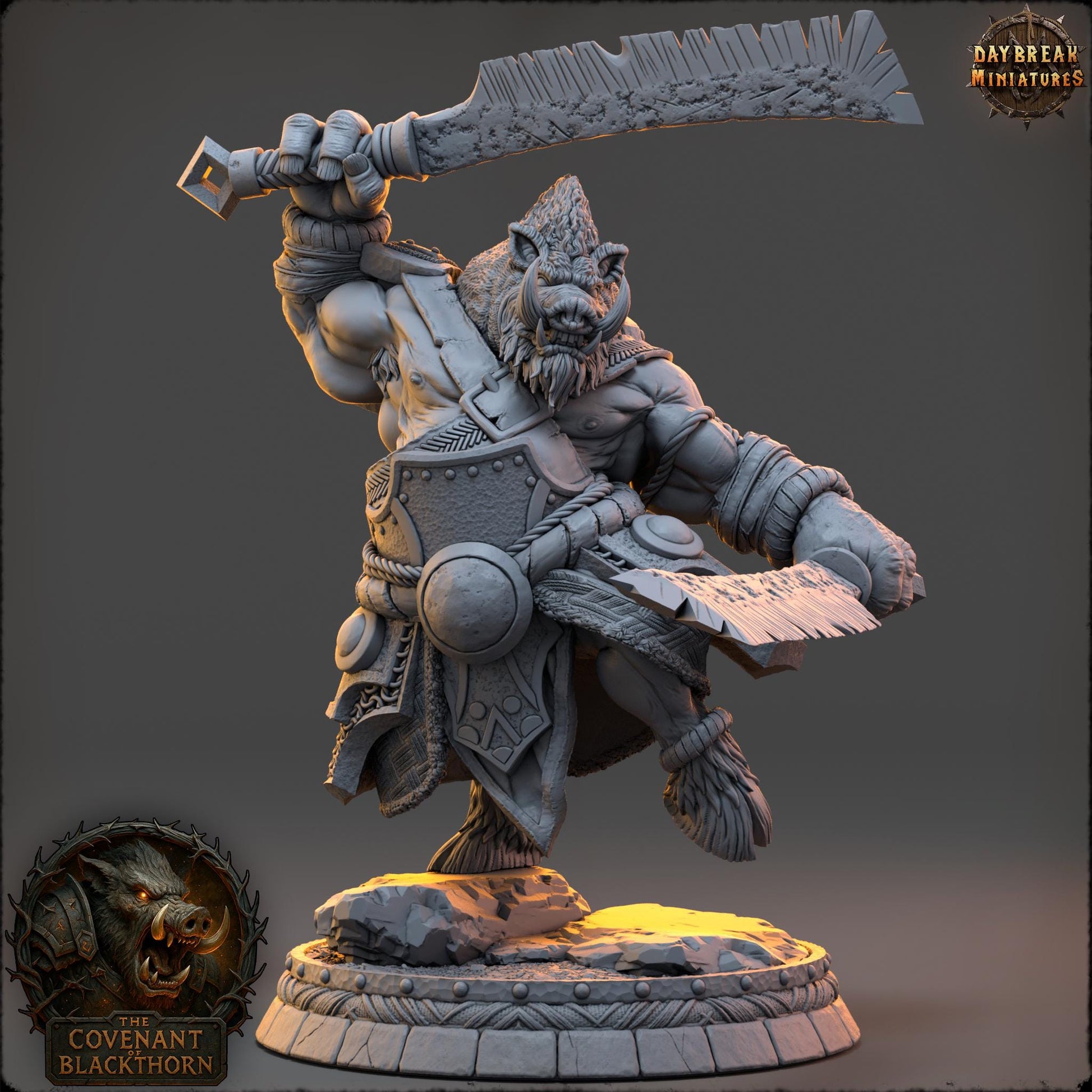 Kragg Thornbearer | Daybreak Miniatures | Covenant of Blackthorn | RESIN| Fantasy | Horror | Wargaming | RPG | DnD | Gaming Miniature | Boar