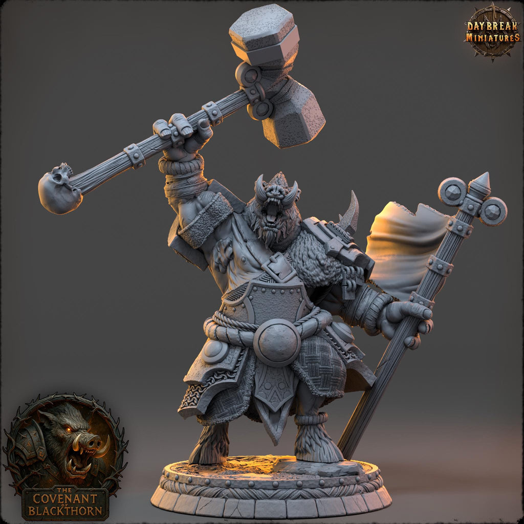 Sarnath Gloomhide | Daybreak Miniatures | Covenant of Blackthorn | RESIN| Fantasy | Horror | Wargaming | RPG | DnD | Gaming Miniature | Boar