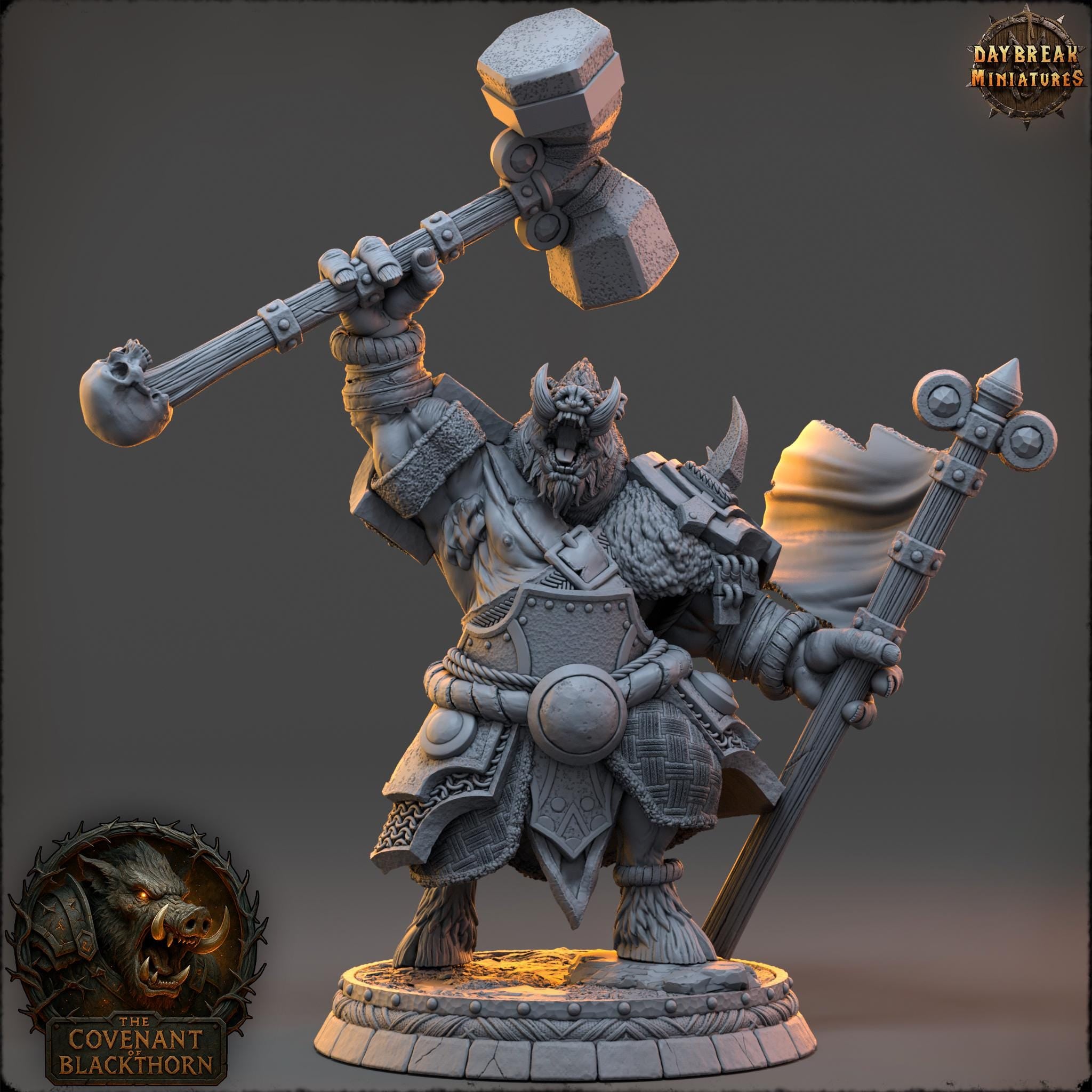 Sarnath Gloomhide | Daybreak Miniatures | Covenant of Blackthorn | RESIN| Fantasy | Horror | Wargaming | RPG | DnD | Gaming Miniature | Boar