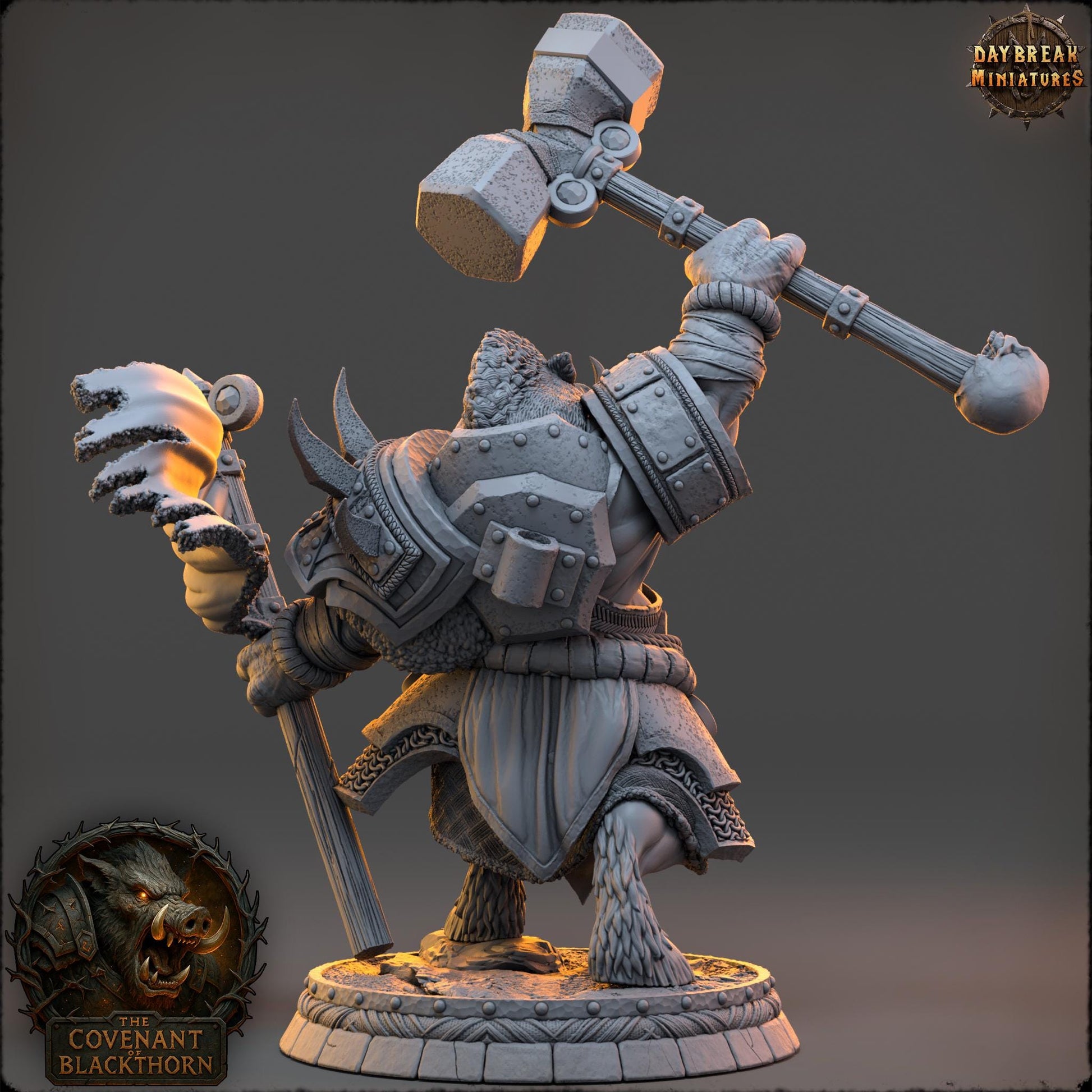 Sarnath Gloomhide | Daybreak Miniatures | Covenant of Blackthorn | RESIN| Fantasy | Horror | Wargaming | RPG | DnD | Gaming Miniature | Boar