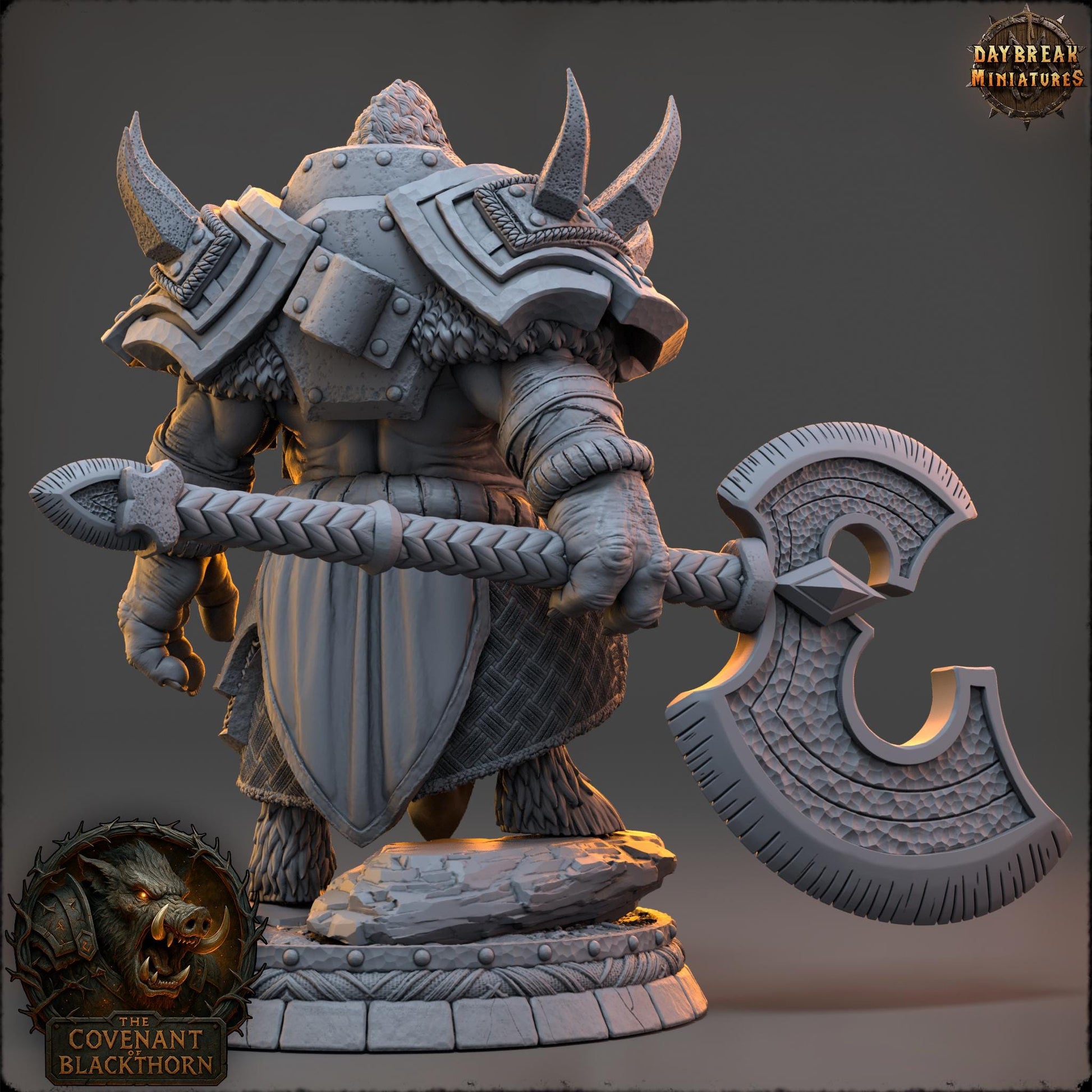 Skrenn Blacktusk | Daybreak Miniatures | Covenant of Blackthorn | RESIN| Fantasy | Horror| Wargaming | RPG | DnD | Gaming Miniature | Boar