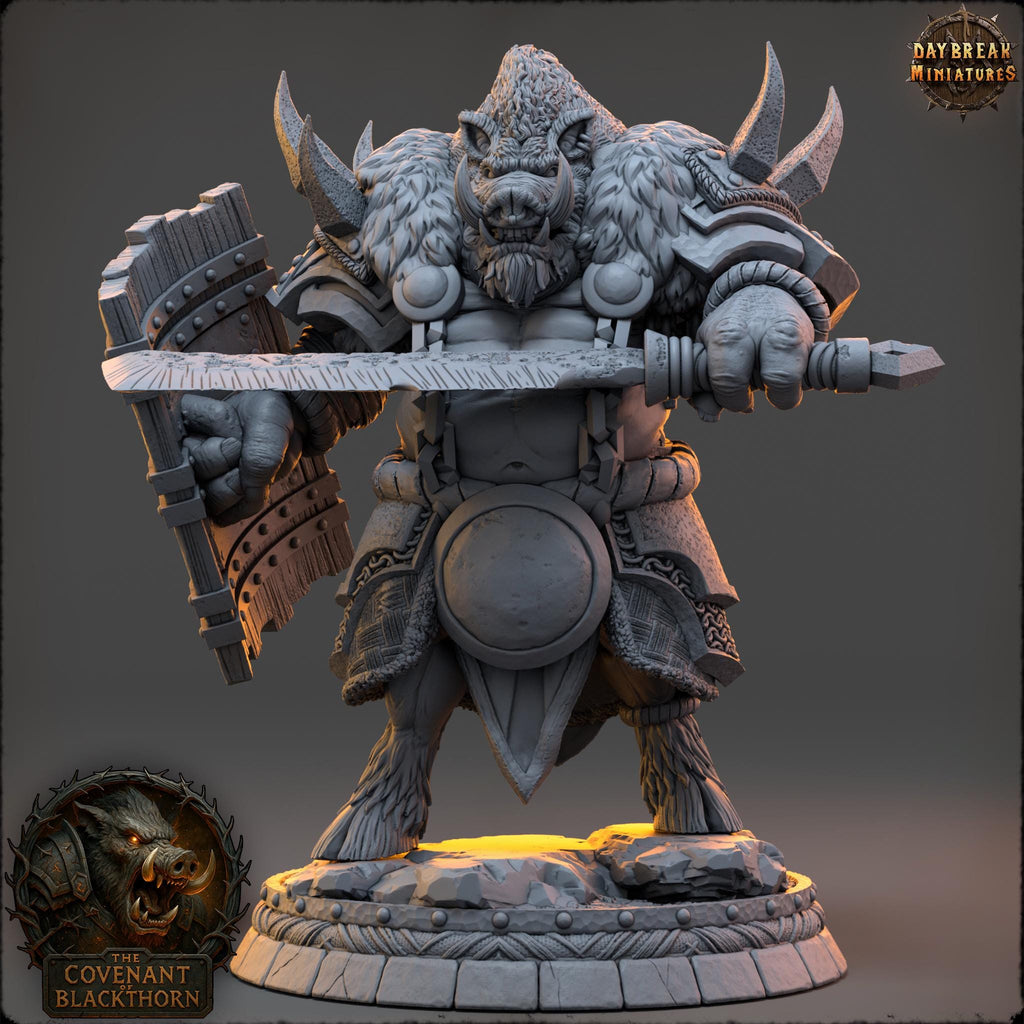 Ulgok Duskmaw | Daybreak Miniatures | Covenant of Blackthorn | RESIN| Fantasy | Horror| Wargaming | RPG | DnD | Gaming Miniature | Boar