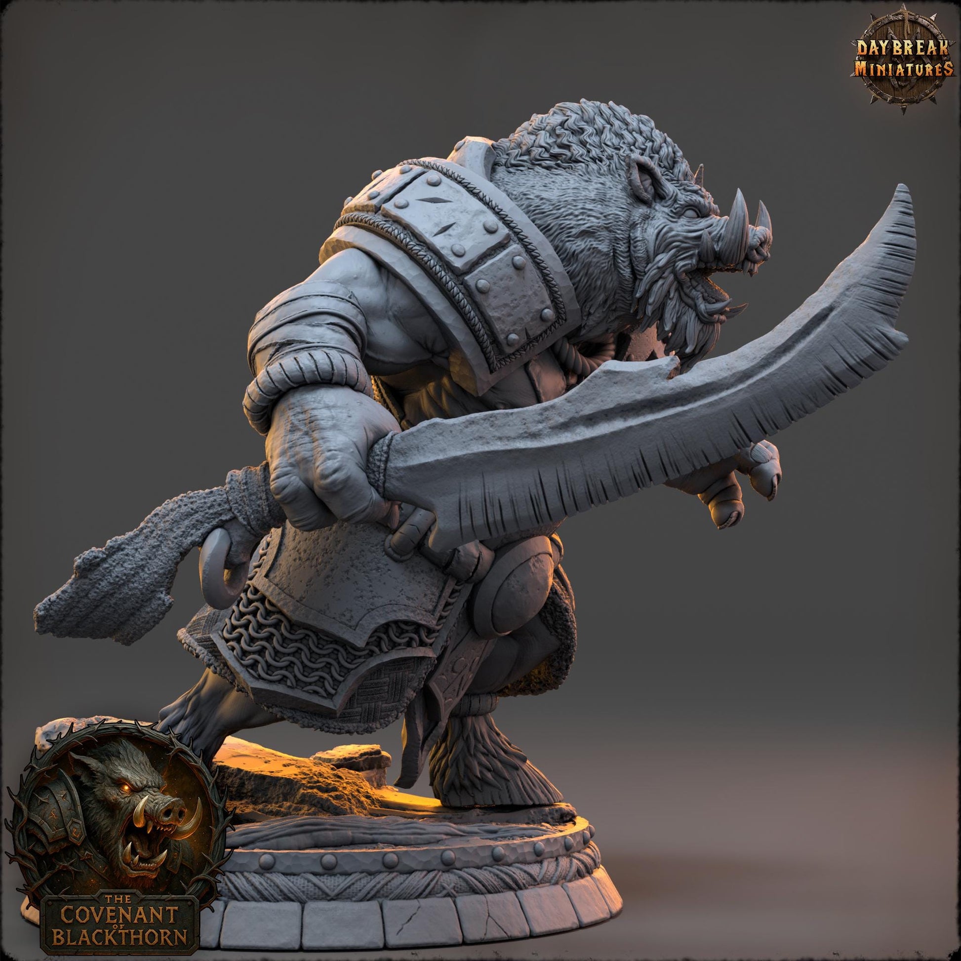 Zurka Mudroot | Daybreak Miniatures | Covenant of Blackthorn | RESIN| Fantasy | Horror| Wargaming | RPG | DnD | Gaming Miniature | Boar