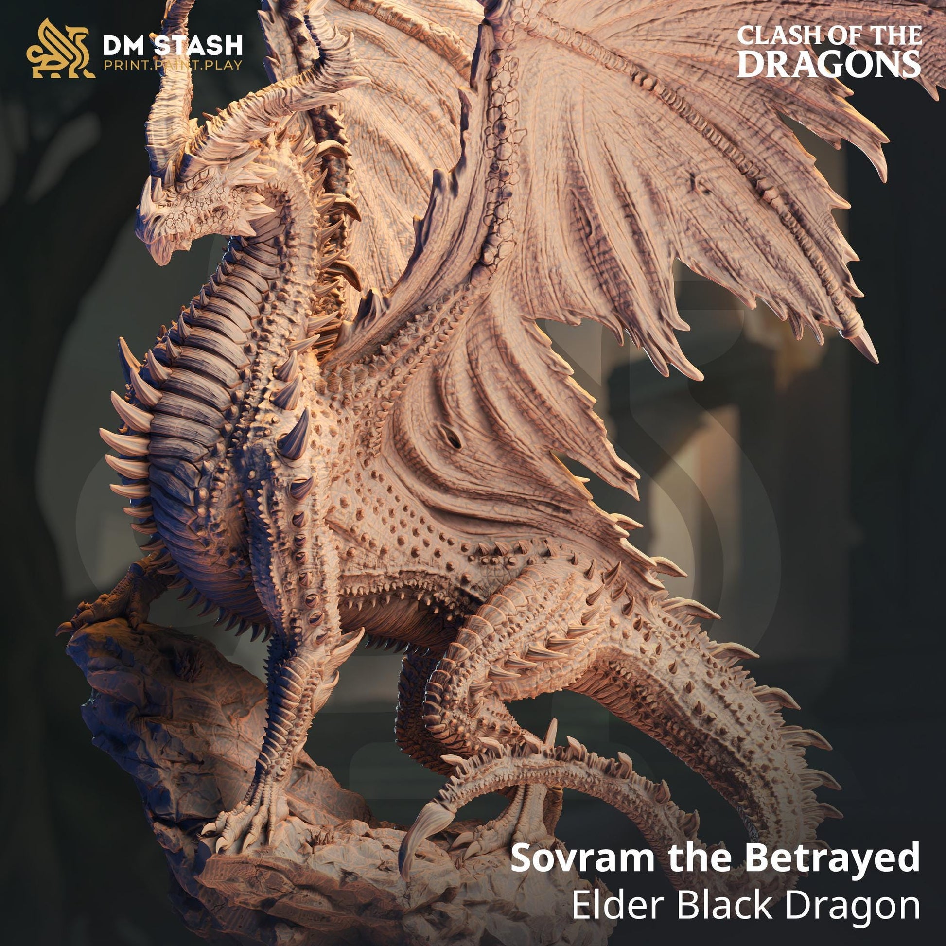 Sovram the Betrayed - Elder Black Dragon | DM Stash | Clash of Dragons | RESIN | Fantasy | DnD | RPG | Tabletop | Gaming | Miniature
