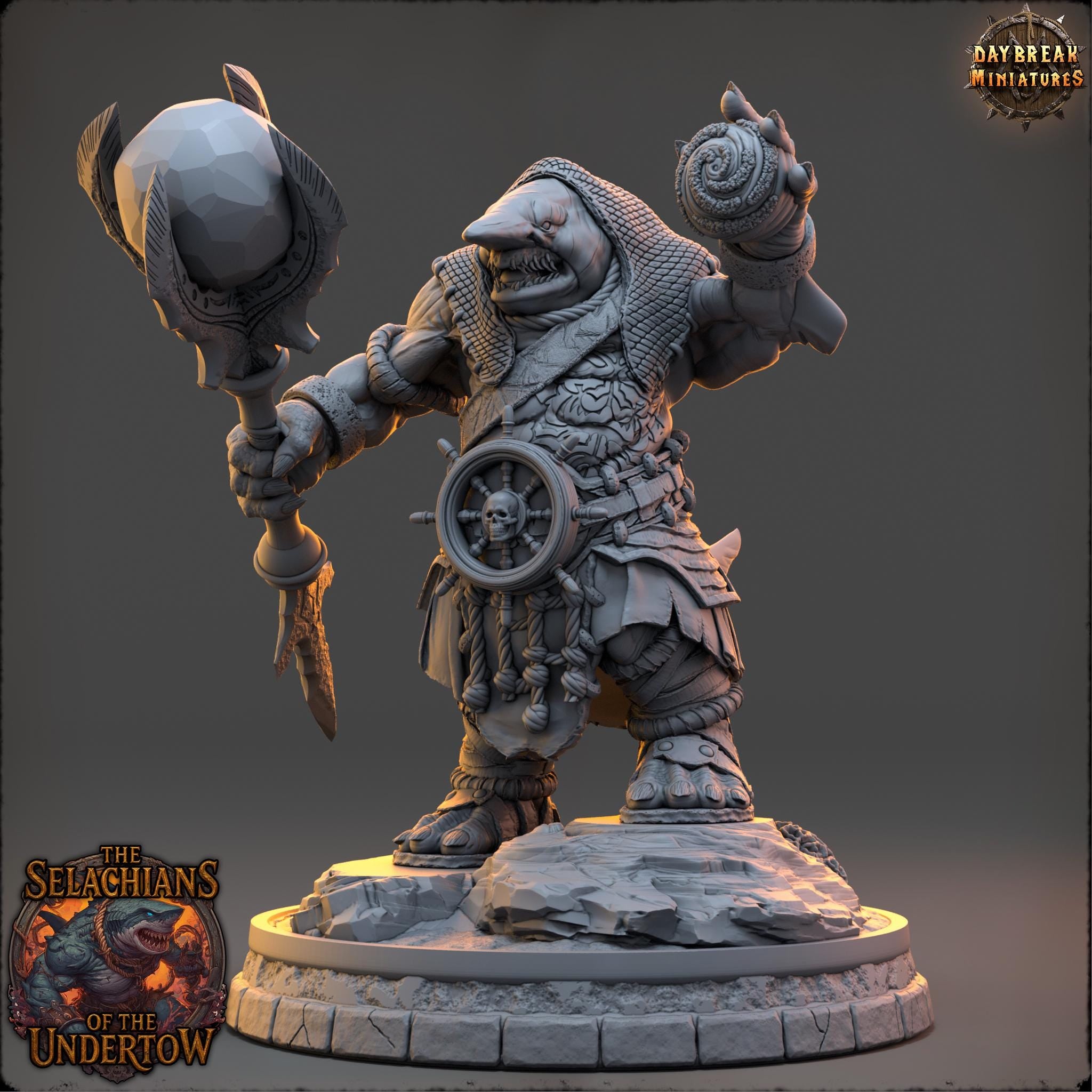 Draaleth Orn Voice of the Hollow Wake | Daybreak Miniatures | Selachians of the Undertow | RESIN | Fantasy | Horror | 40K | DnD | Miniature