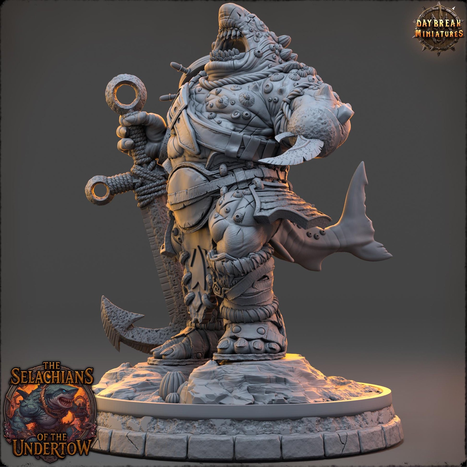 Granneth Wave-Eater | Daybreak Miniatures | Selachians of the Undertow | RESIN | Fantasy | Horror | 40K | RPG | DnD | Miniature