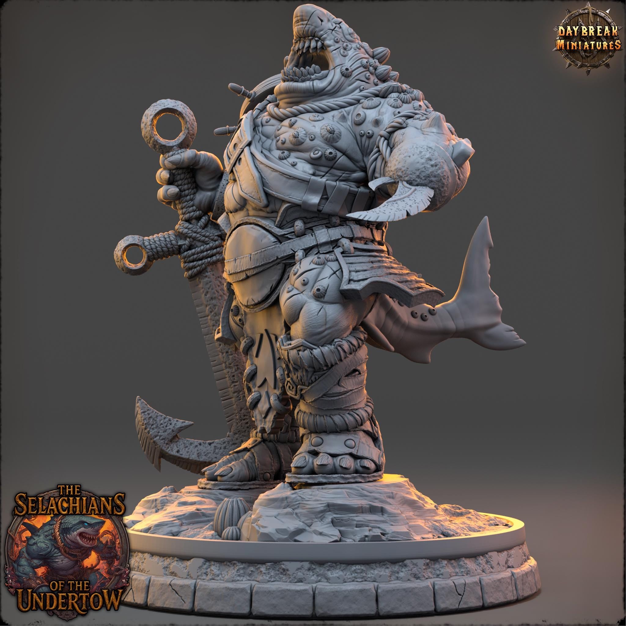 Granneth Wave-Eater | Daybreak Miniatures | Selachians of the Undertow | RESIN | Fantasy | Horror | 40K | RPG | DnD | Miniature
