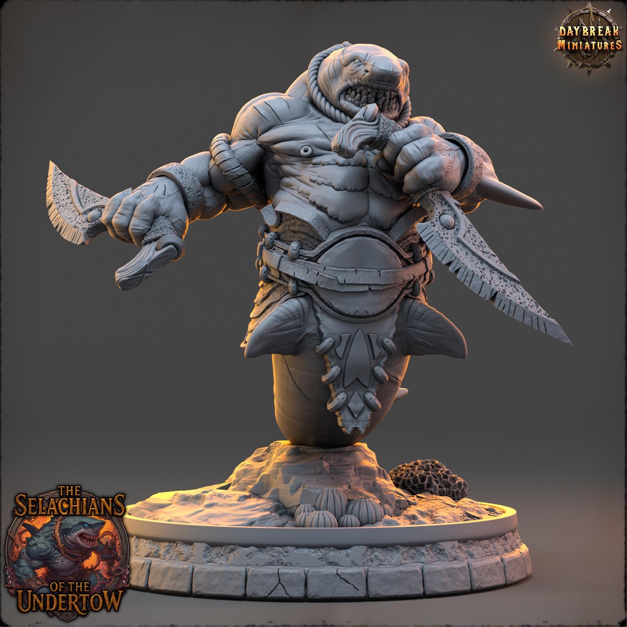Thal Korrun â€” Blade of the Undertow | Daybreak Miniatures | Selachians of the Undertow | RESIN | Fantasy | Horror | 40K | DnD | Miniature