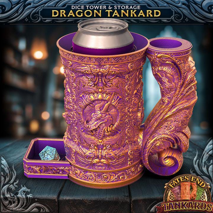 Dragon Tankard - Can Holder Dice Tower and Dice Vault | Fates End | Roleplay Games | Gamer Gift | Mug