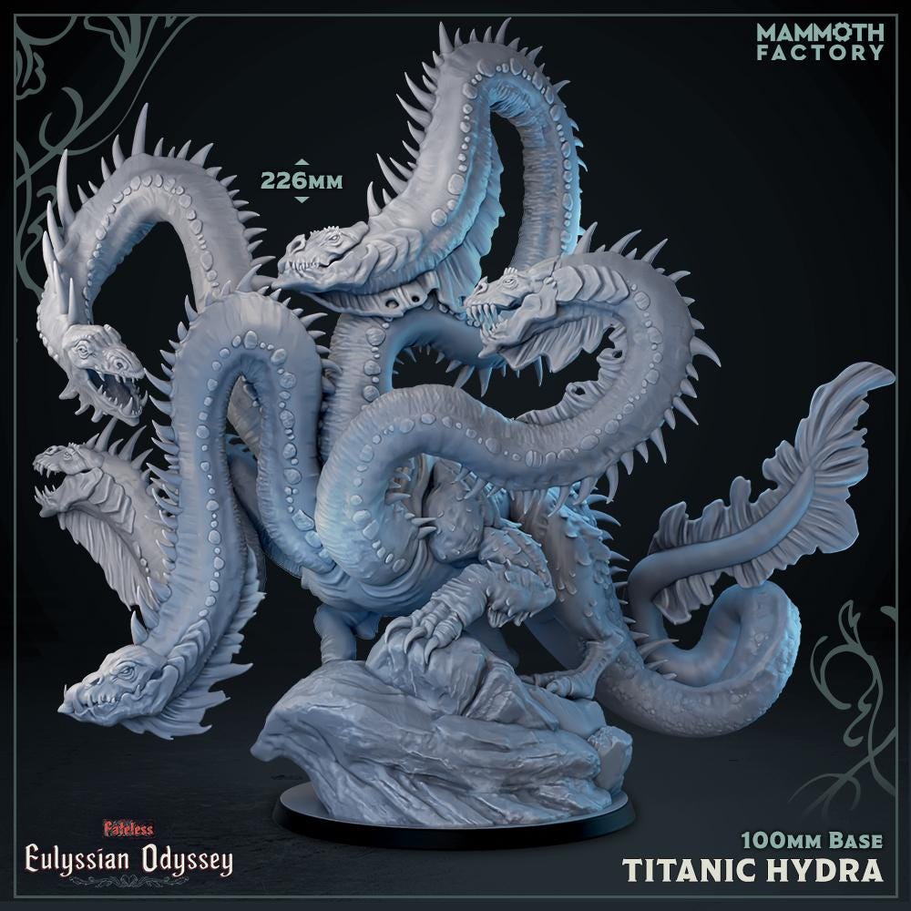 Titanic Hydra | Mammoth Factory | Fateless - Eulyssian Odyssey | Fantasy | DnD | RPG | Tabletop | Gaming | Miniatures | BBEG