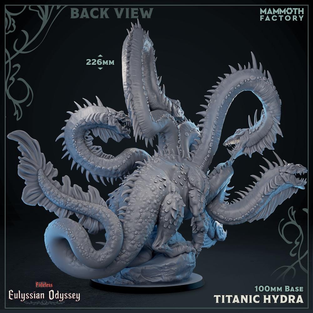 Titanic Hydra | Mammoth Factory | Fateless - Eulyssian Odyssey | Fantasy | DnD | RPG | Tabletop | Gaming | Miniatures | BBEG