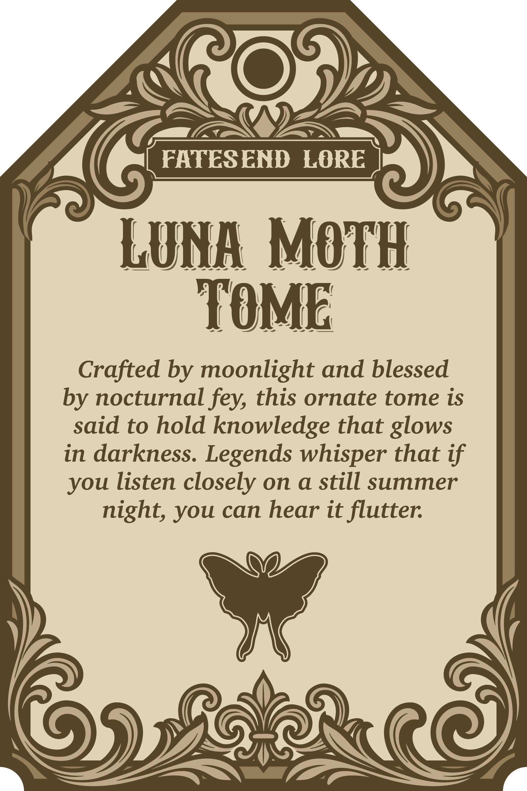 Luna Moth Tome - Perfect for cards, dice, minis | Fates End | Fantasy | DnD | RPG | Roleplay Gaming | MTG Magic Card Box | Gamer Gift