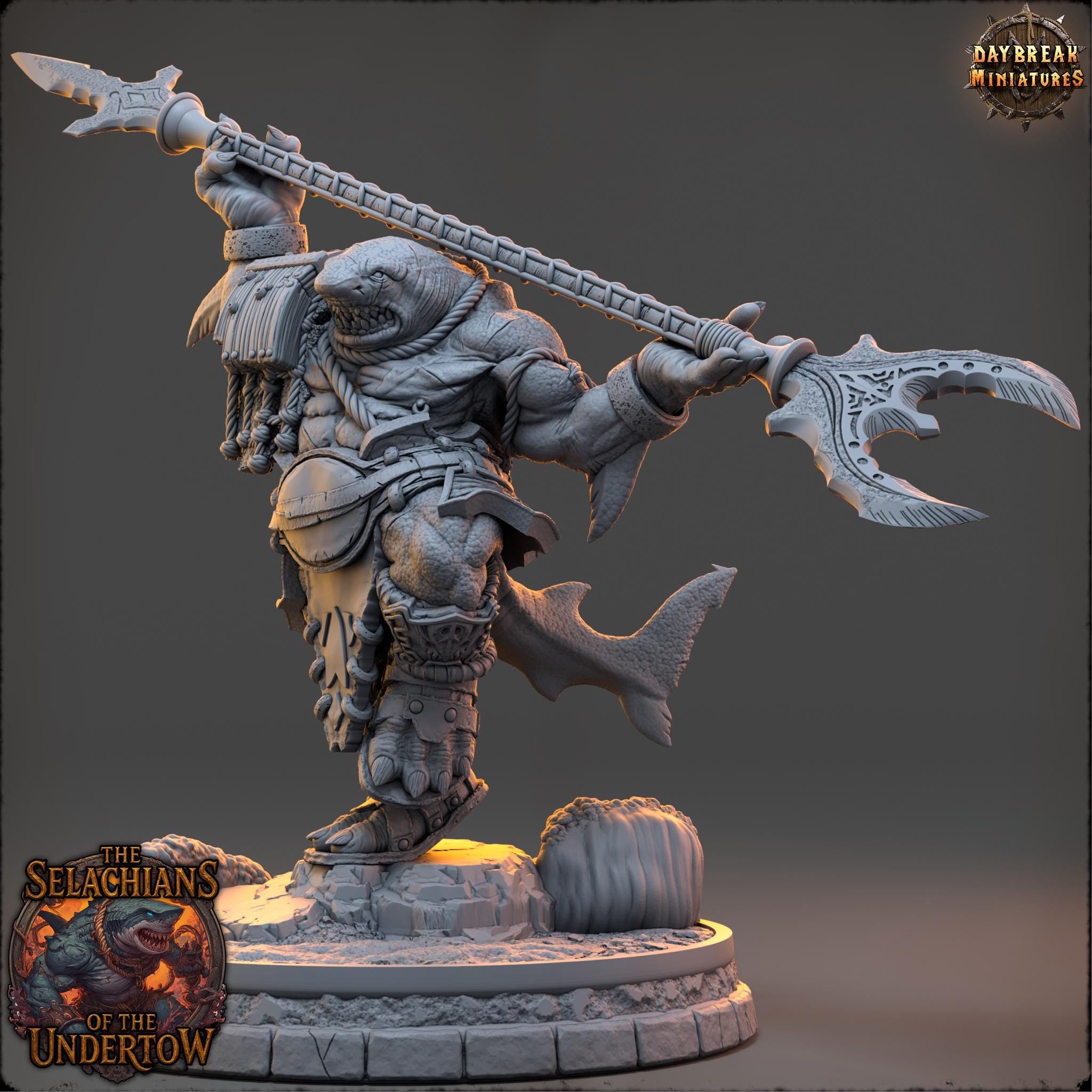 Thressik of the Deep | Daybreak Miniatures | Selachians of the Undertow | RESIN | Fantasy | Horror | 40K | RPG | DnD | Miniature