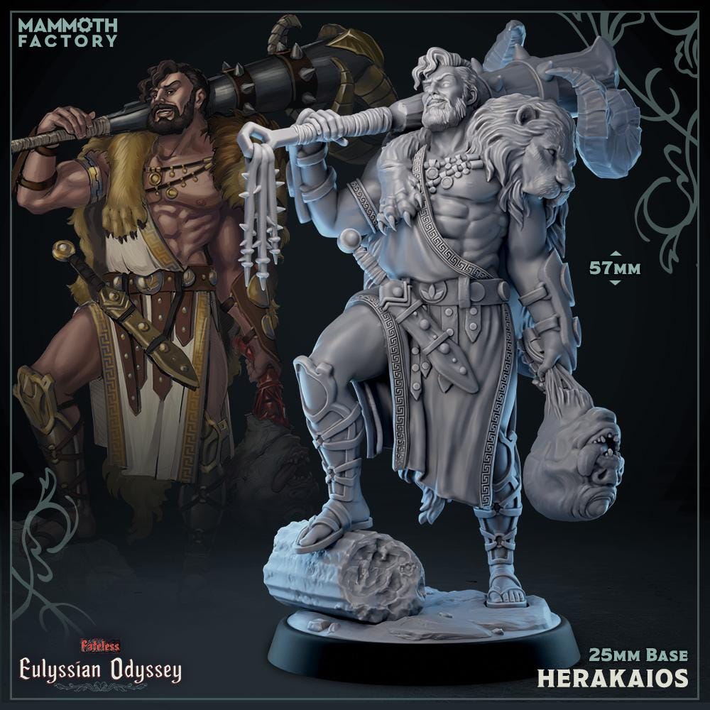 Herakaios | Mammoth Factory | Fateless - Eulyssian Odyssey | Fantasy | DnD | RPG | Tabletop | Gaming | Miniatures | Character Model | Hero