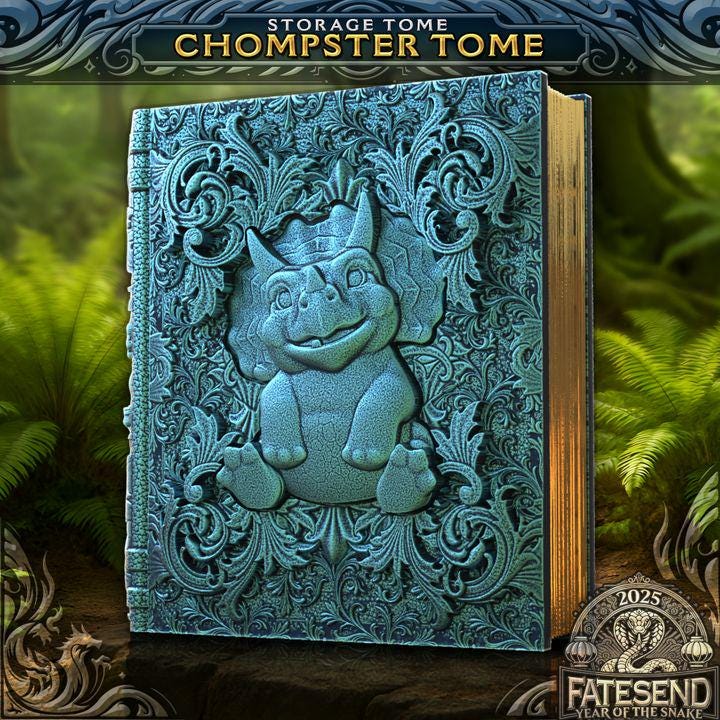 Chompster Tome Tome - Perfect for cards, dice, minis | Fates End | Fantasy | DnD | RPG | Roleplay Gaming | MTG Magic Card Box | Gamer Gift