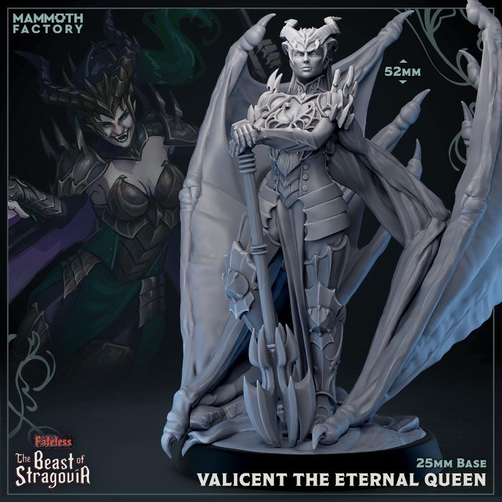 Mini of Valicent the Eternal Queen from Mammoth Factory with a dark background