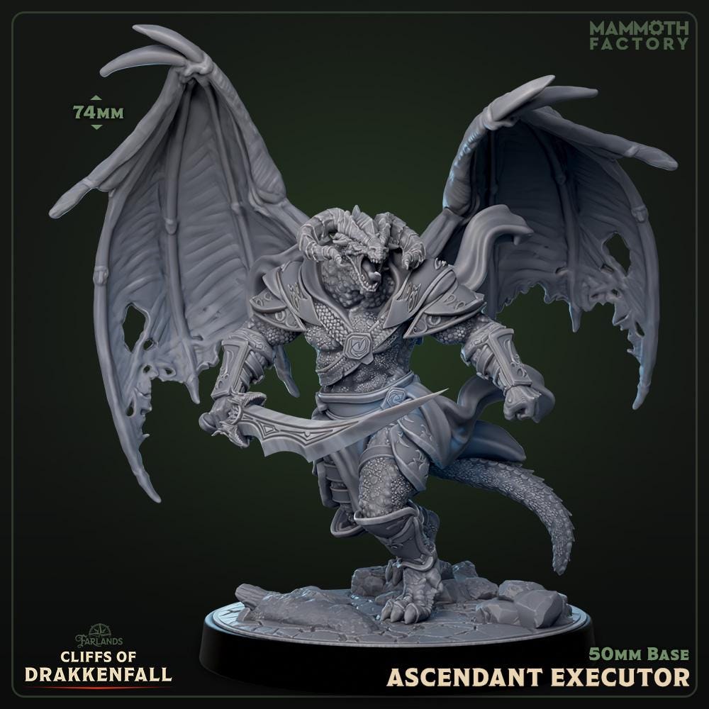 Ascendant Executor | Mammoth Factory | Cliffs of Drakkenfall | RESIN | Fantasy | DnD | RPG | Tabletop | Miniature | Dragonborn Model