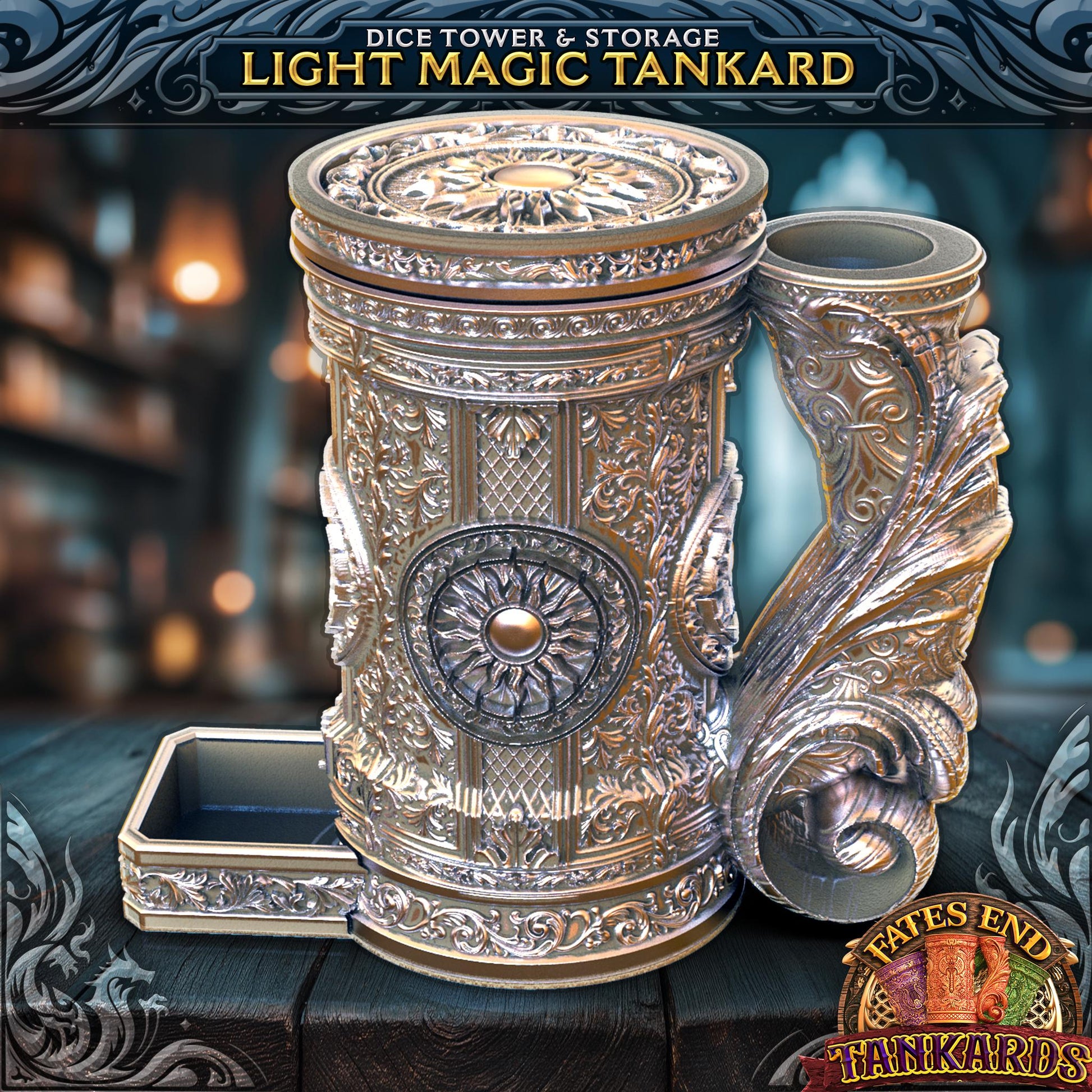 Light Magic Tankard - Can Holder Dice Tower and Dice Vault | Fates End | Roleplay Games | Gamer Gift | Mug