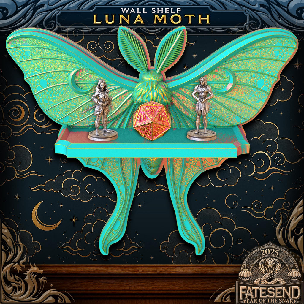 Luna Moth Mini Shelf | Fates End | Fantasy | Gamer Gift | Wall Mounted TTRPG Miniature Display