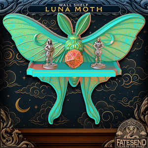 Luna Moth Mini Shelf | Fates End | Fantasy | Gamer Gift | Wall Mounted TTRPG Miniature Display