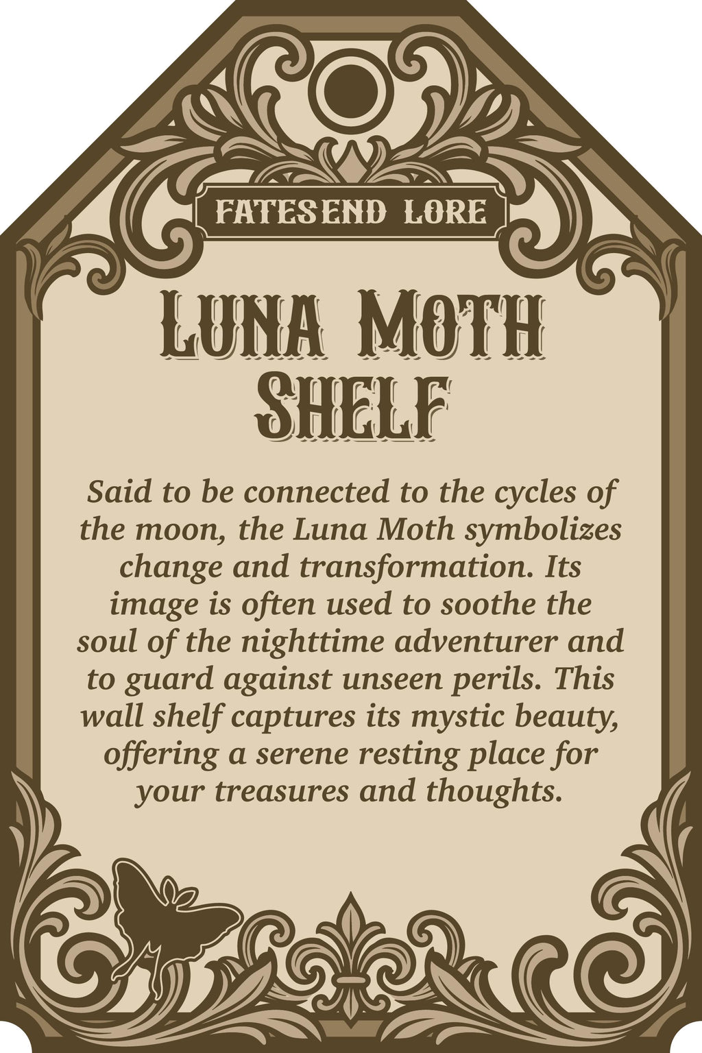 Luna Moth Mini Shelf | Fates End | Fantasy | Gamer Gift | Wall Mounted TTRPG Miniature Display