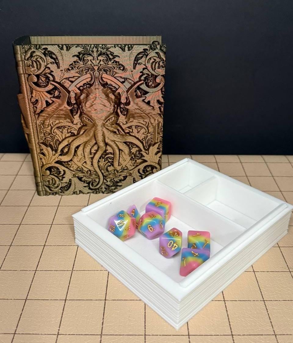 Multi Colored Lovecraftian Tankard - Can Holder Dice Tower, Dice Vault and Tome | Fates End | Roleplay Games | Gamer Gift | Mug