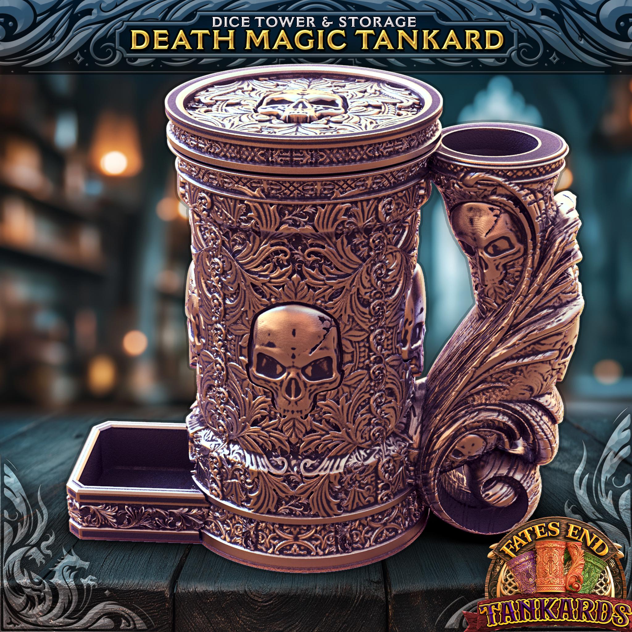 Death Magic Tankard - Can Holder Dice Tower and Dice Vault | Fates End | Roleplay Games | Gamer Gift | Mug