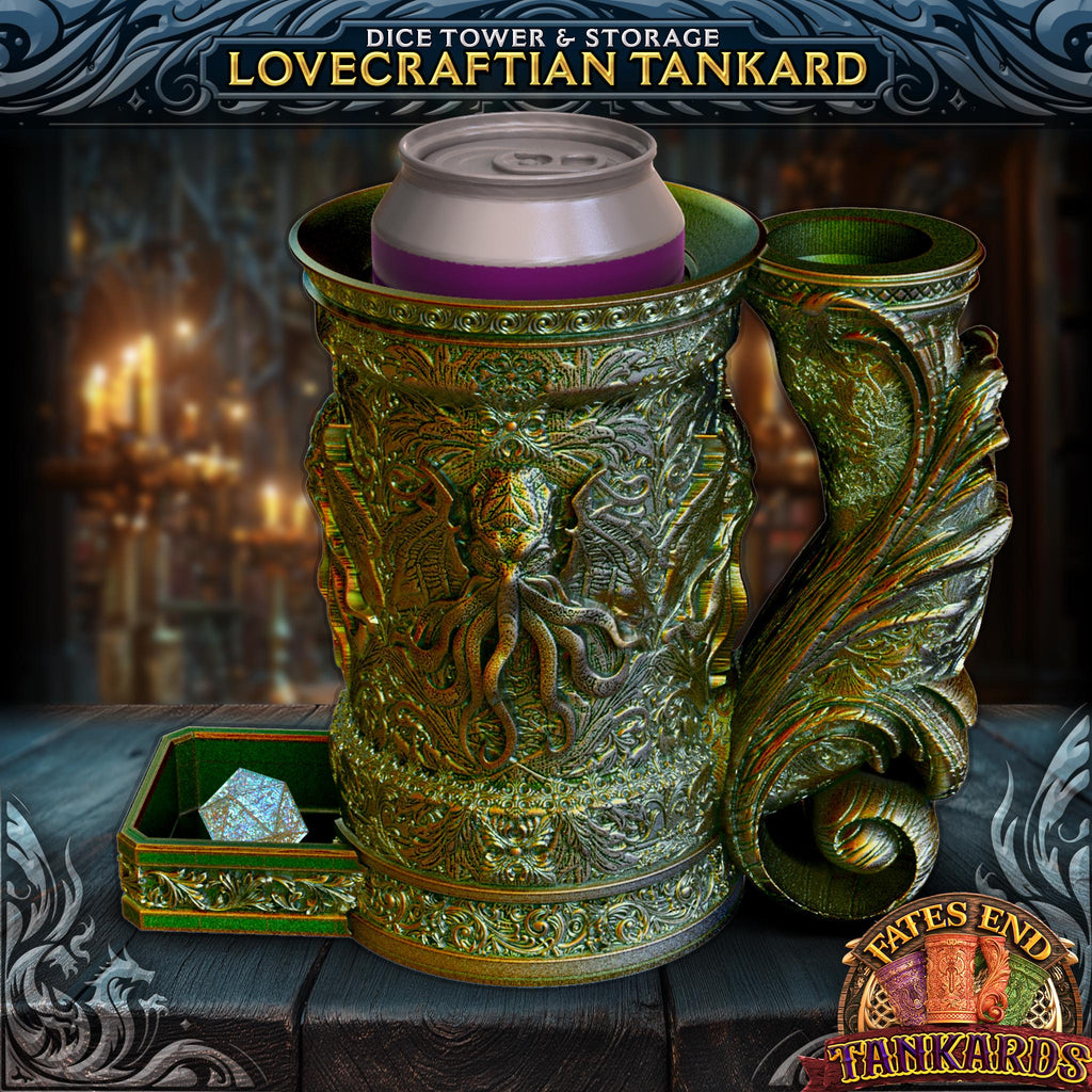Lovecraftian Tankard - Can Holder Dice Tower and Dice Vault | Fates End | Roleplay Games | Gamer Gift | Mug