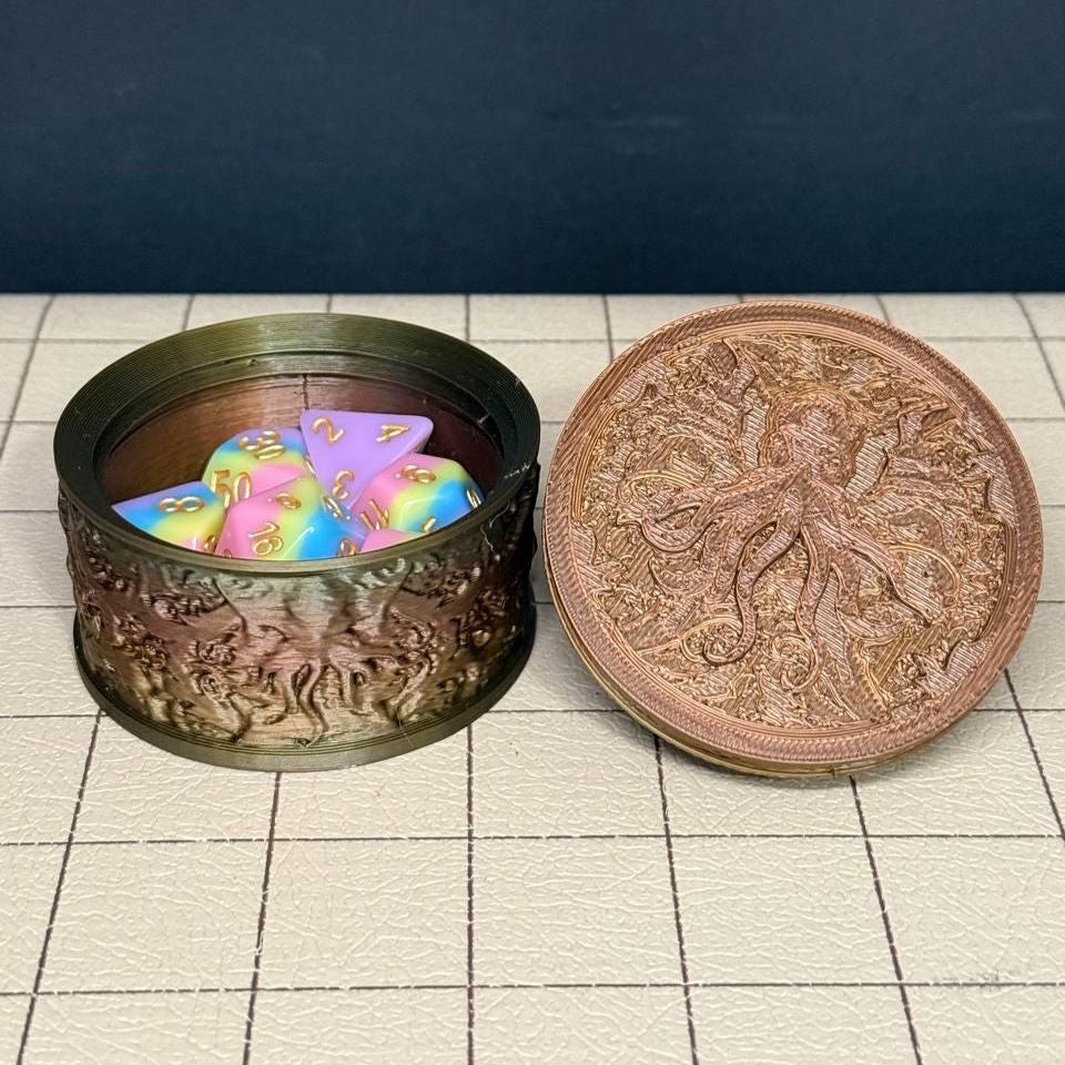 Multi Colored Lovecraftian Tankard - Can Holder Dice Tower, Dice Vault and Tome | Fates End | Roleplay Games | Gamer Gift | Mug