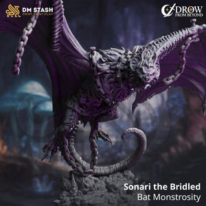 Sonari the Bridled Bat Monstrosity | DM Stash | Drow from Beyond | Fantasy | DnD | RPG | Tabletop | Miniature | Monster Model