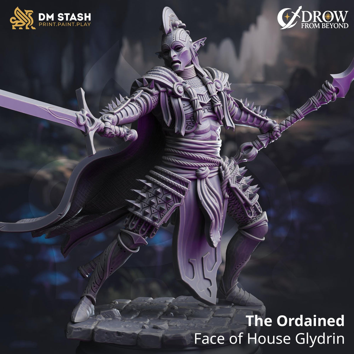 The Ordained - Face of House Glydrin | DM Stash | Drow from Beyond | Fantasy | DnD | RPG | Tabletop | Miniature | Character