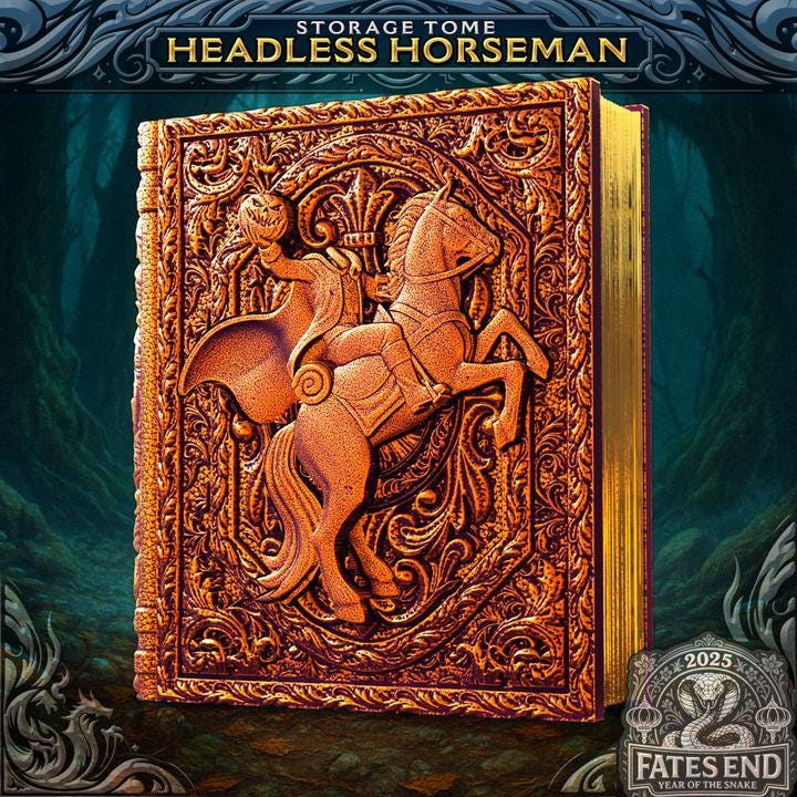Headless Horseman Tome - Perfect for cards, dice, and minis | Fates End | Fantasy | DnD | RPG | Roleplay | MTG Magic Card Box | Gamer Gift