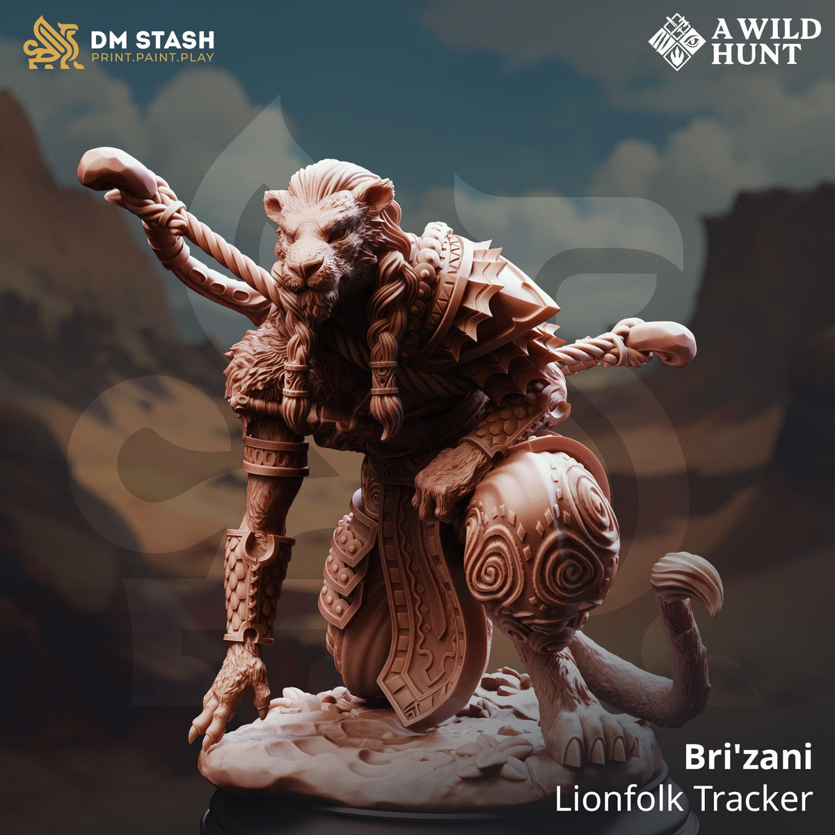Bri_zani - Lionfolk Tracker | DM Stash | A Wild Hunt | Fantasy | DnD | RPG| Gaming | Miniature | Monster | Character Model