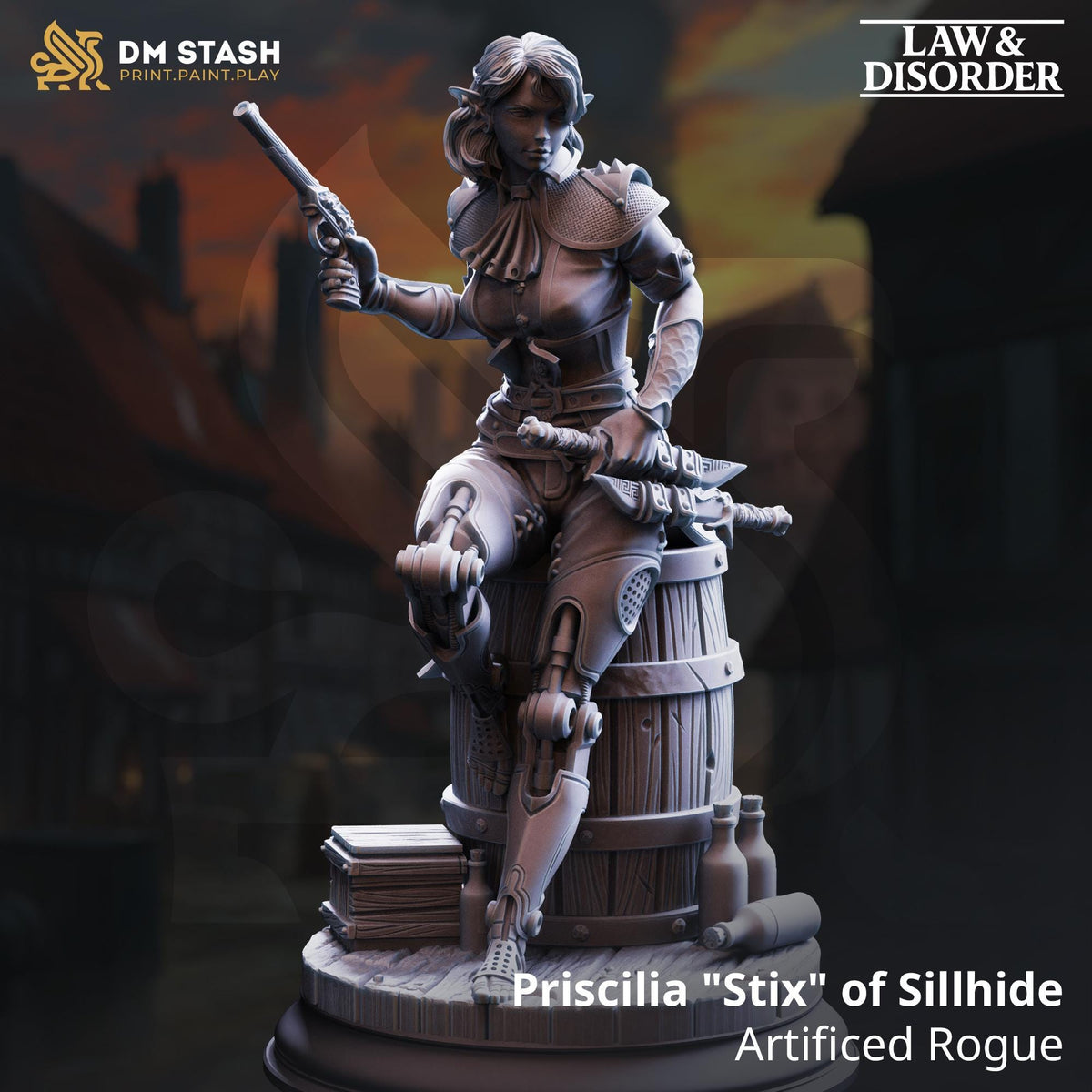 Priscilia Stix of Sillhide - Artificed Rogue | DM Stash | Gangs of Grimgate | Fantasy | DnD | RPG | Tabletop | Miniature | Character
