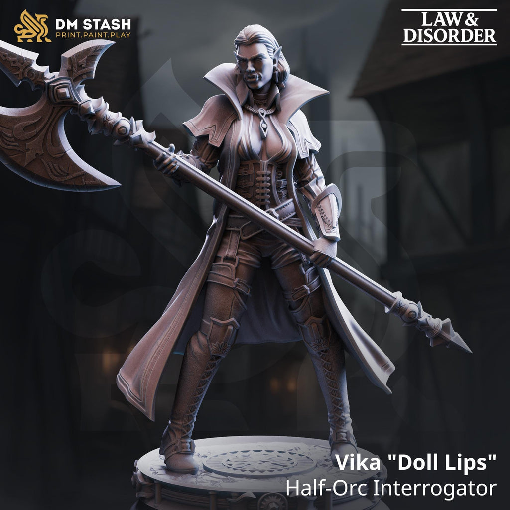 Vika Doll Lips - Half-Orc Interrogator | DM Stash | Gangs of Grimgate | Fantasy | DnD | RPG | Tabletop | Miniature | Character