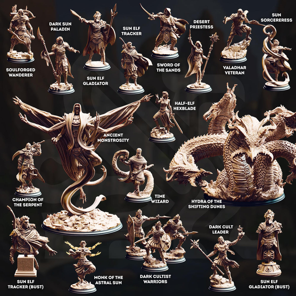 Algaira - Hydra of the Shifting Dunes | DM Stash | Elves of the Golden Sun | Fantasy | DnD | RPG | Tabletop | Miniature | Character