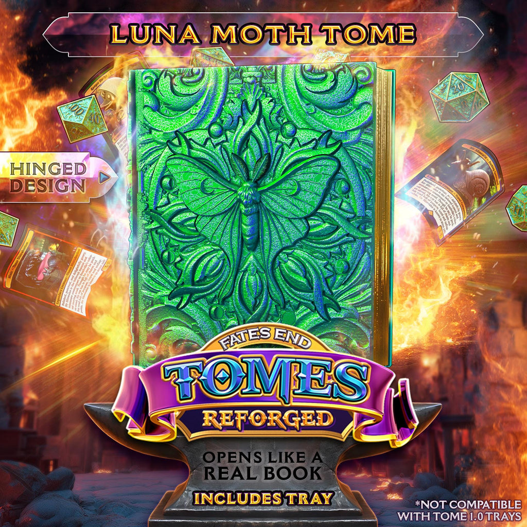 Reforged Luna Moth Tome | Fates End | Fantasy | DnD | RPG | Roleplay Gaming | MTG Magic Card Box | Gamer Gift