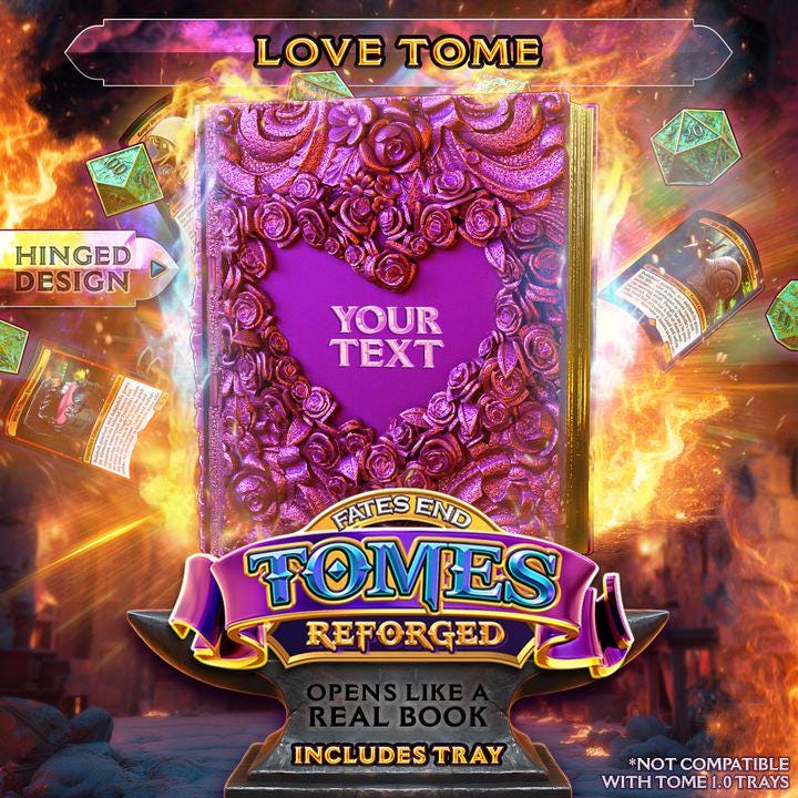 Reforged Love Custom Text Tome | Fates End | Fantasy | DnD | RPG | Roleplay Gaming | MTG Magic Card Box | Gamer Gift