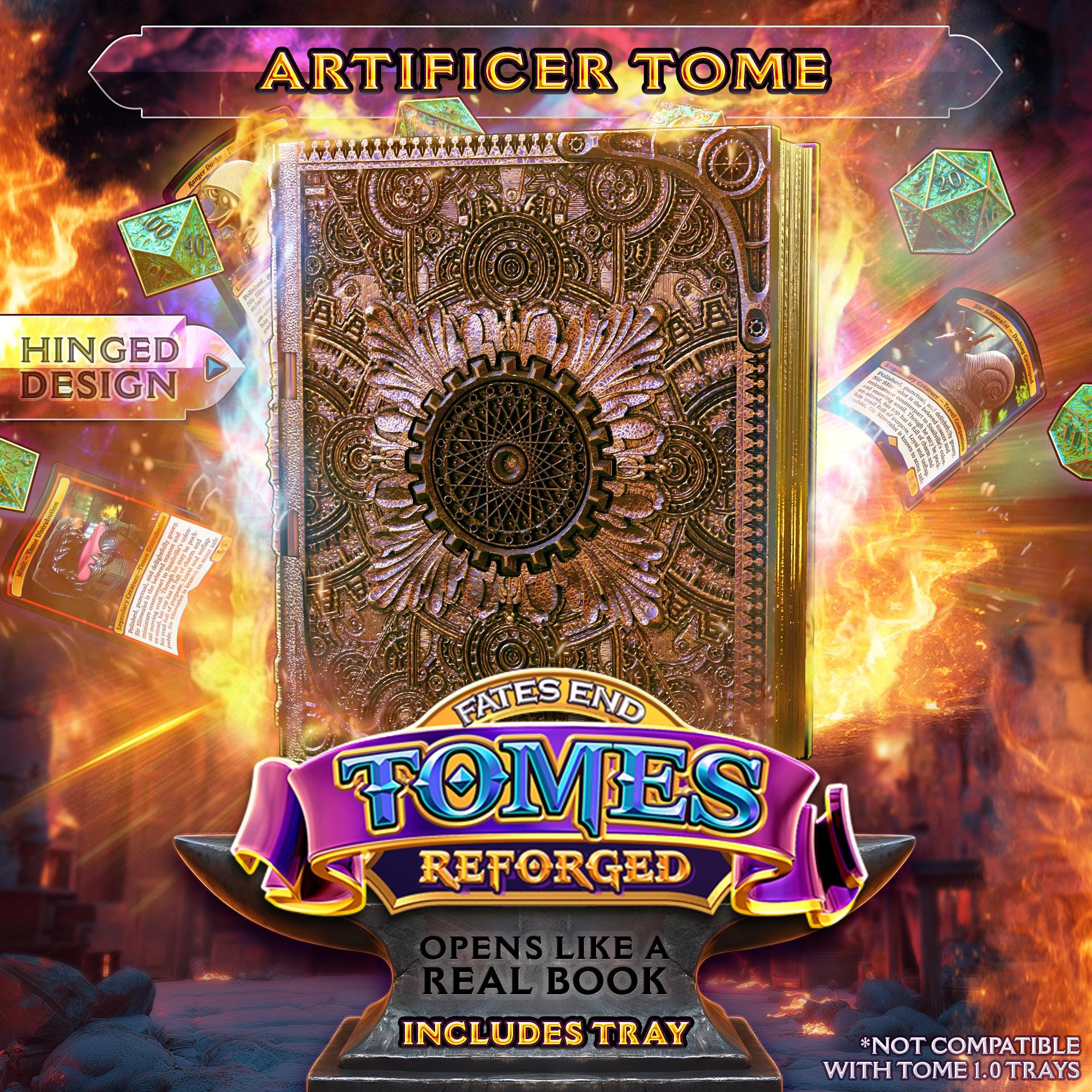 Reforged Artificer Tome | Fates End | Fantasy | DnD | RPG | Roleplay Gaming | MTG Magic Card Box | Gamer Gift