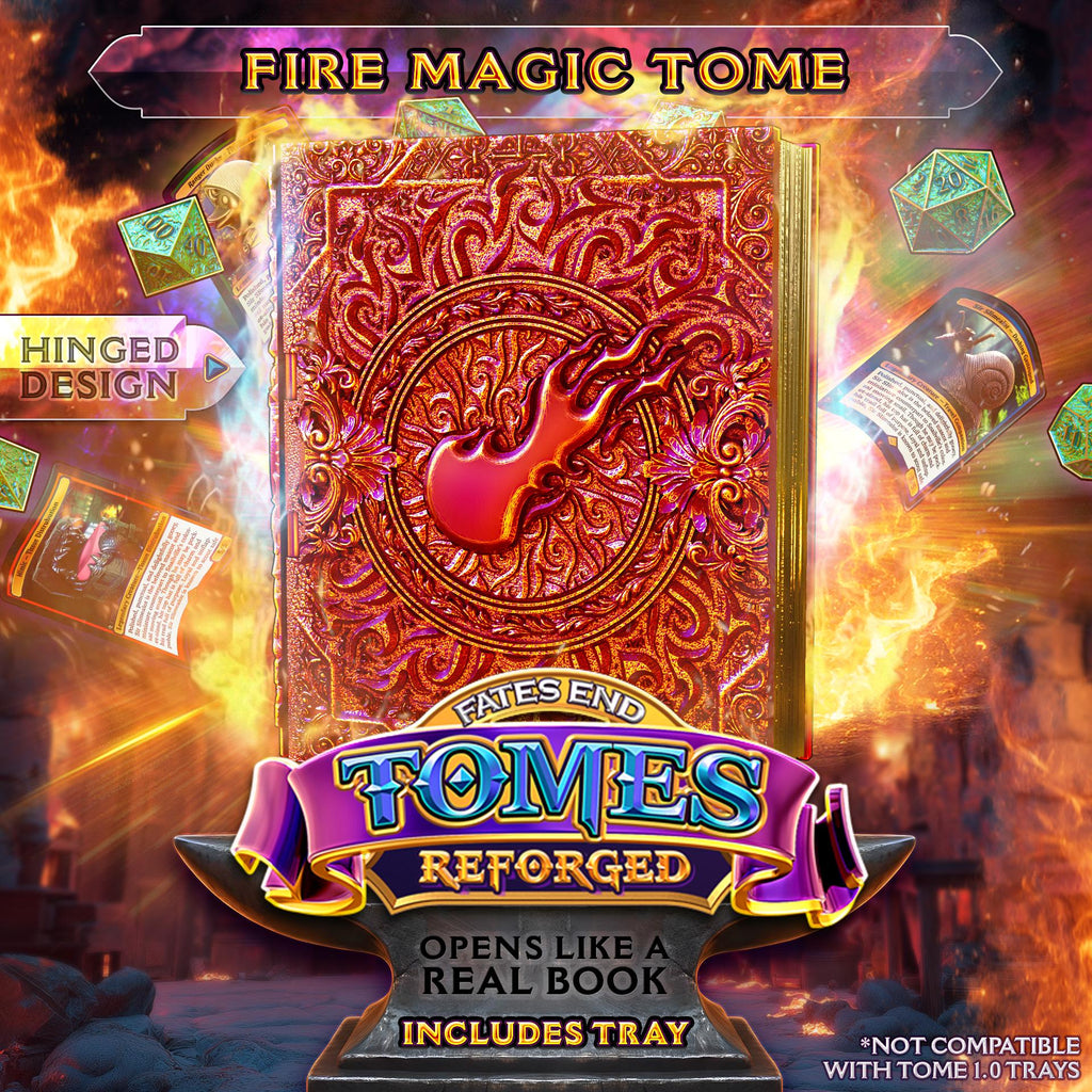 Reforged Magic Fire Tome | Fates End | Fantasy | DnD | RPG | Roleplay Gaming | MTG Magic Card Box | Gamer Gift