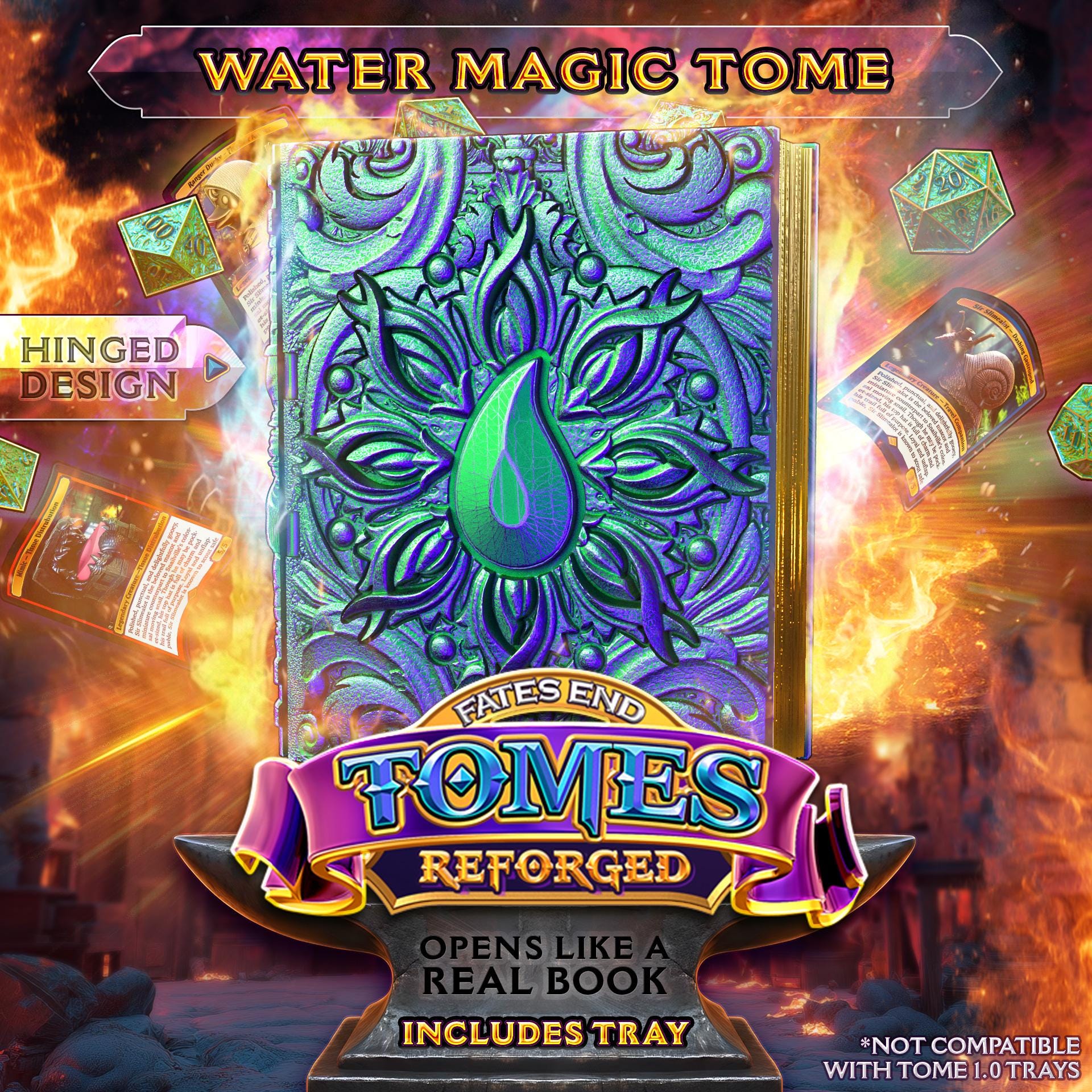 Reforged Magic Water Tome | Fates End | Fantasy | DnD | RPG | Roleplay Gaming | MTG Magic Card Box | Gamer Gift