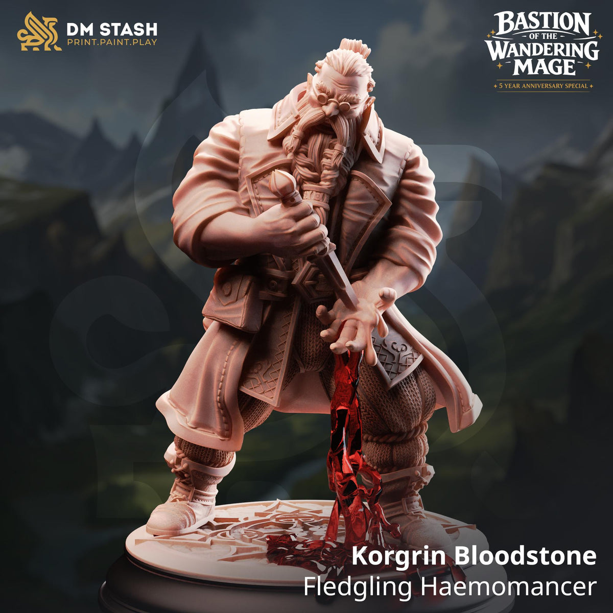 Korgrin Bloodstone - Fledgling Haemomancer | DM Stash | Bastion of the Wandering Mage | Fantasy | DnD | RPG | Gaming | Miniature | Character