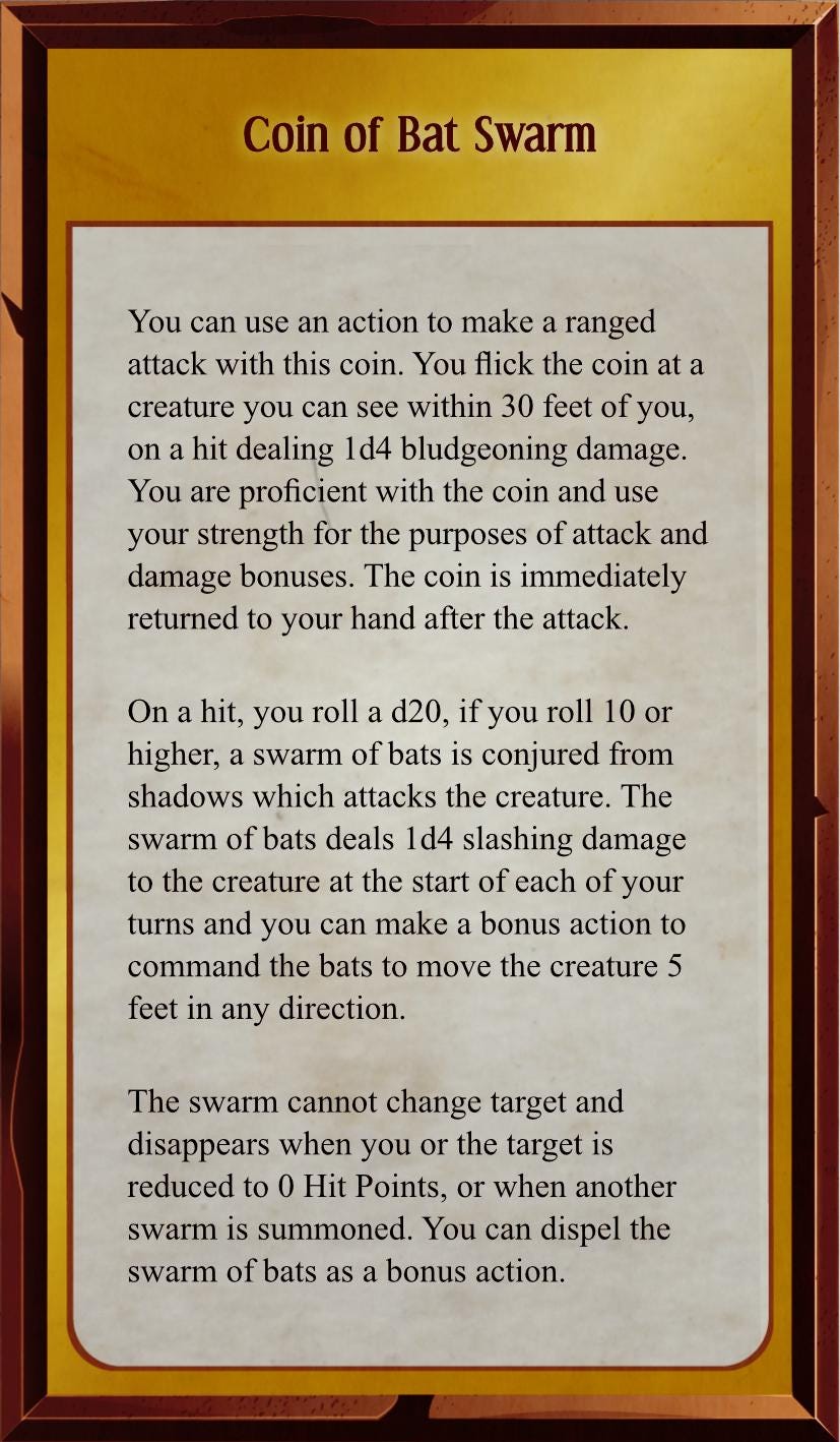 Coin of Bat Swarm | Props & Beyond | Cosplay | RPG | Roleplay Gaming | Gamer Gift