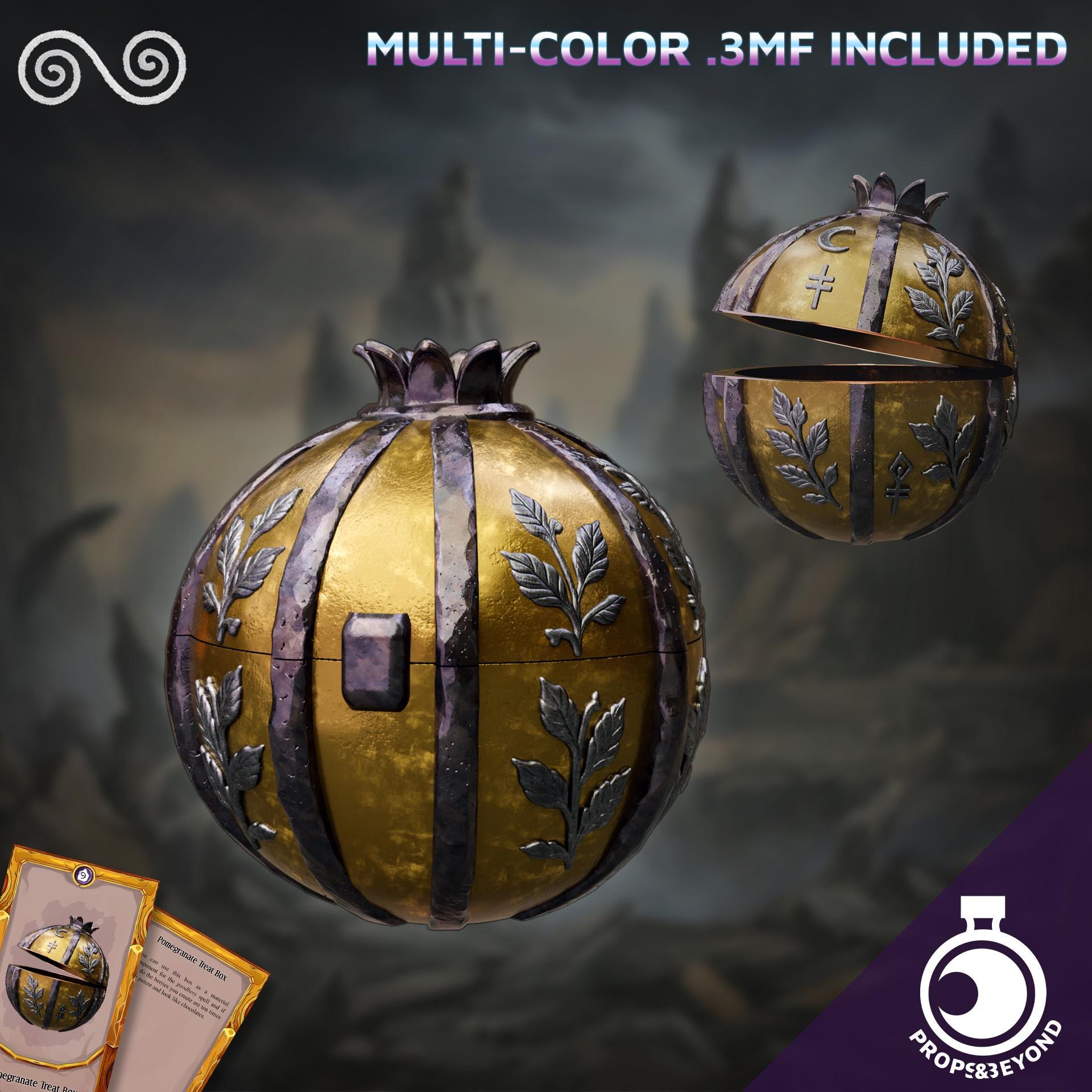 Pomegranate Box | Props & Beyond | Lost Sky Echoes | Cosplay Gear | Roleplay Gaming | Gamer Gift | Decor