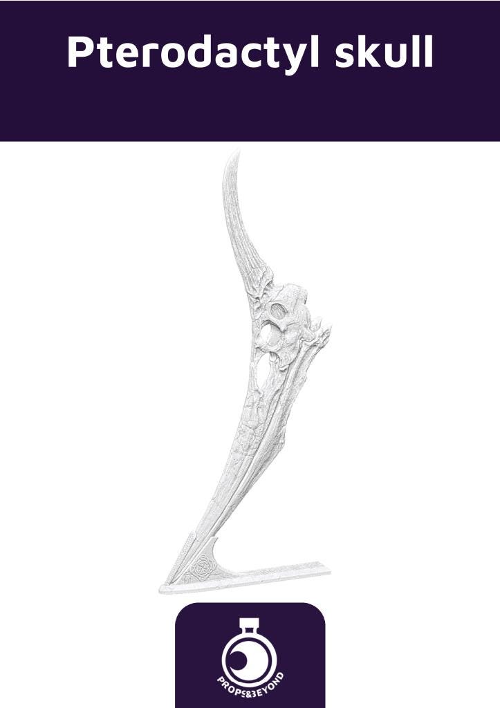Pterodactyl Skull Trophy | Props & Beyond | Lost Sky Echoes | Cosplay Gear | Roleplay Gaming | Gamer Gift | Decor
