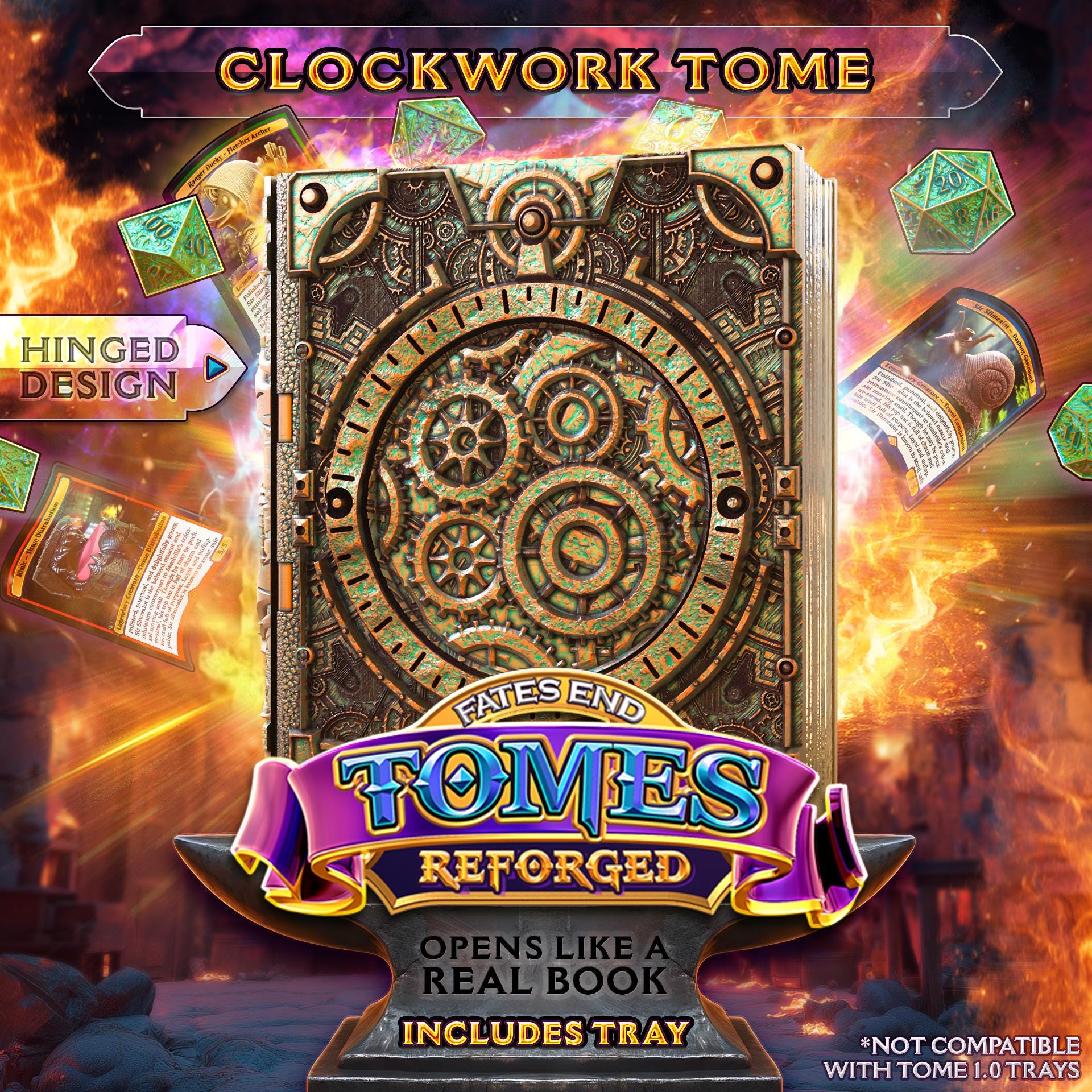 Reforged Clockwork Tome | Fates End | Fantasy | DnD | RPG | Roleplay Gaming | MTG Magic Card Box | Gamer Gift