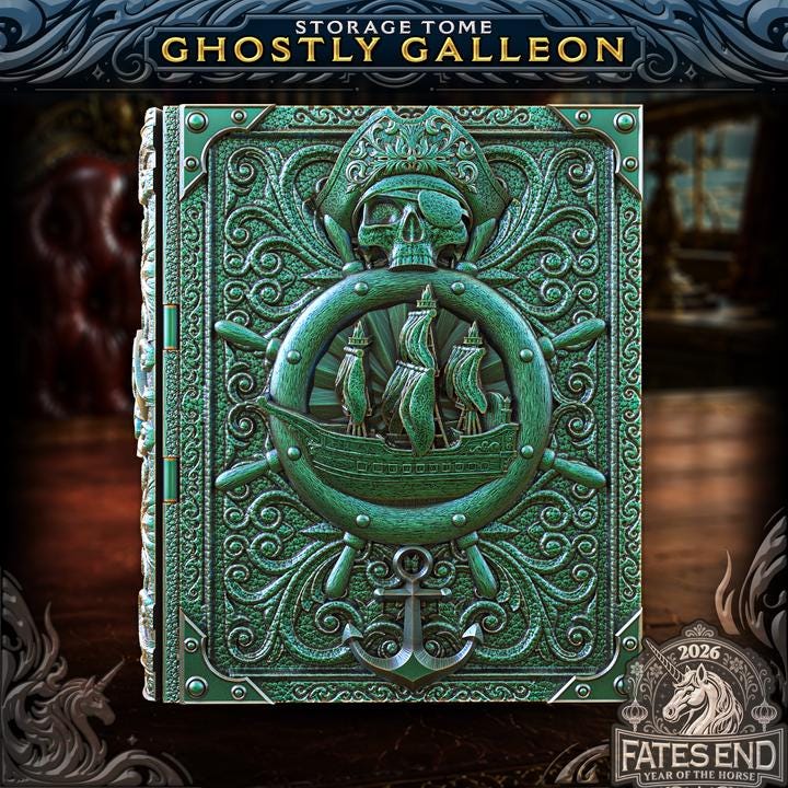 Ghostly Galleon Tome | Fates End | Fantasy | DnD | RPG | Roleplay Gaming | MTG Magic Card Box | Gamer Gift