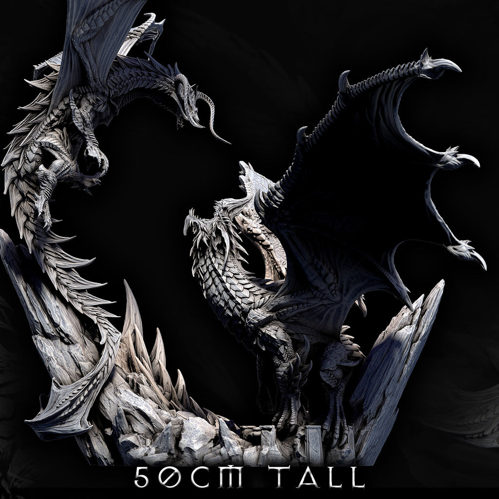 Elder Black Dragon vs Elder Blue Dragon Fight Diorama | Mini Monster Mayhem | Elder Dragons | RESIN | Fantasy | Horror | Wargaming | RPG | Gaming | Elder Dragon