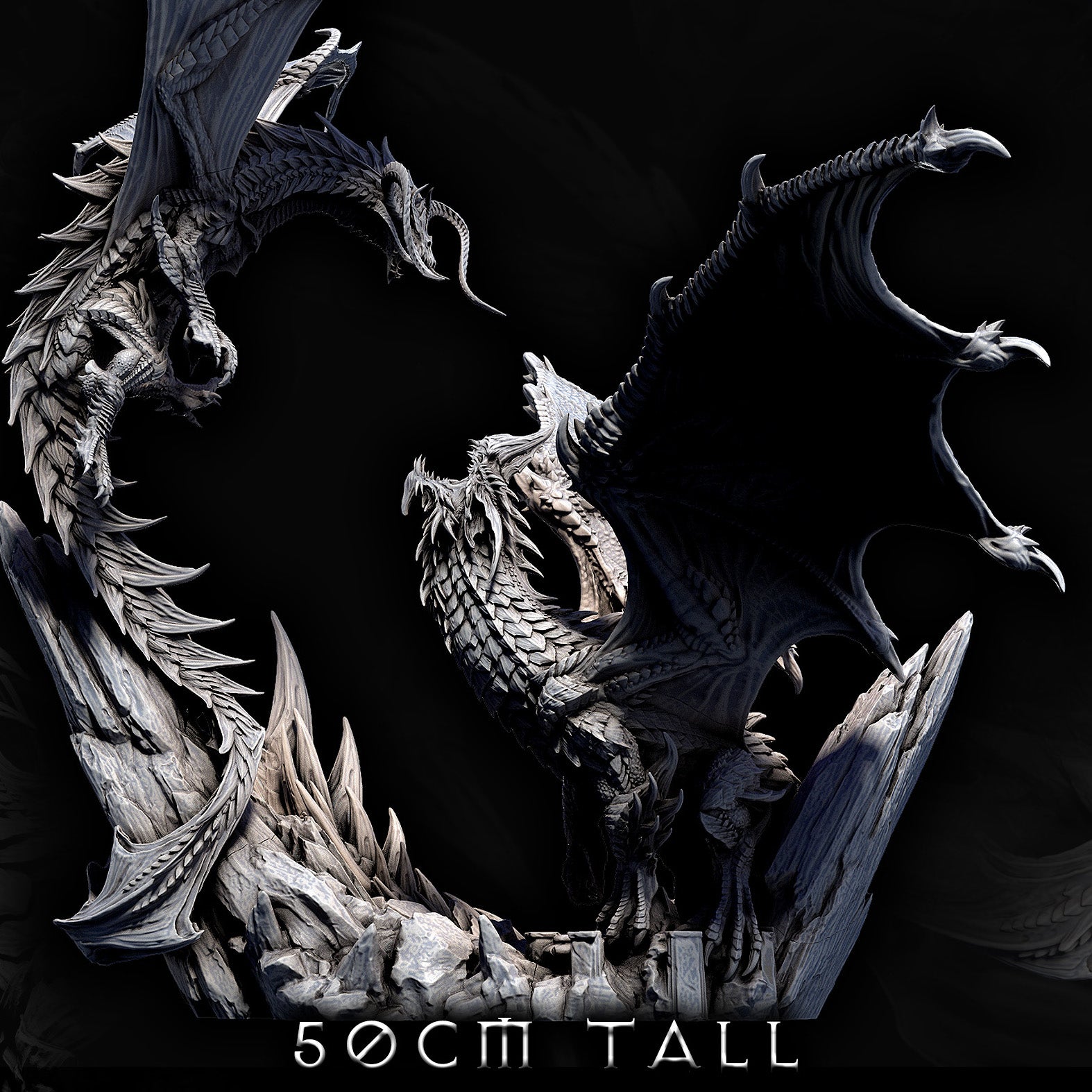 Elder Black Dragon vs Elder Blue Dragon Fight Diorama | Mini Monster Mayhem | Elder Dragons | RESIN | Fantasy | Horror | Wargaming | RPG | Gaming | Elder Dragon