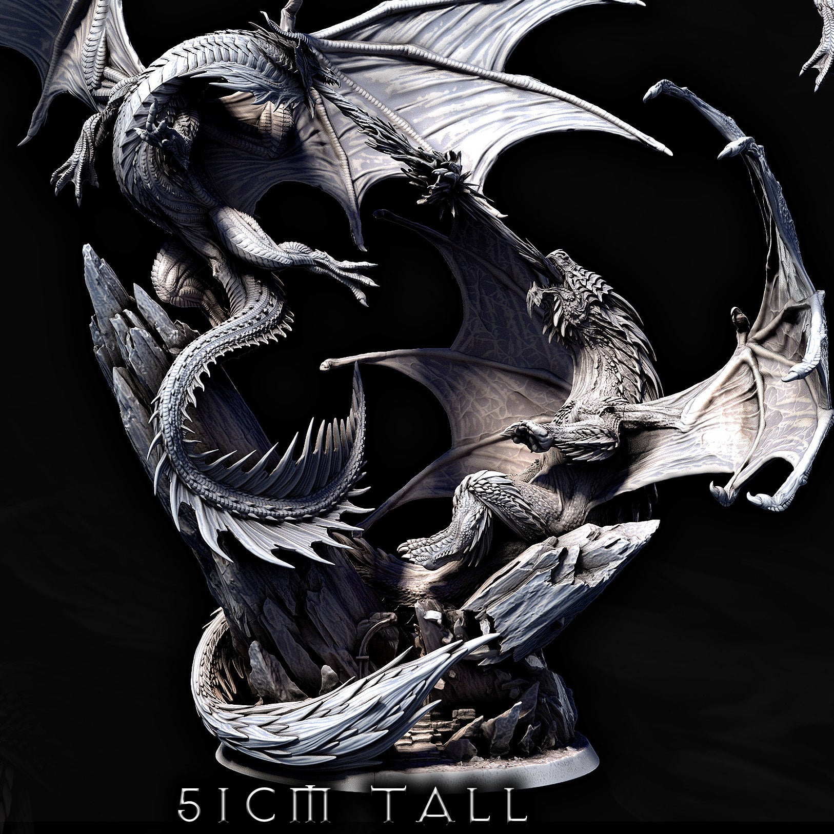 Elder Red Dragon vs Elder White Dragon Fight Diorama | Mini Monster Mayhem | Elder Dragons | RESIN | Fantasy | Horror | Wargaming | RPG | Gaming | Elder Dragon